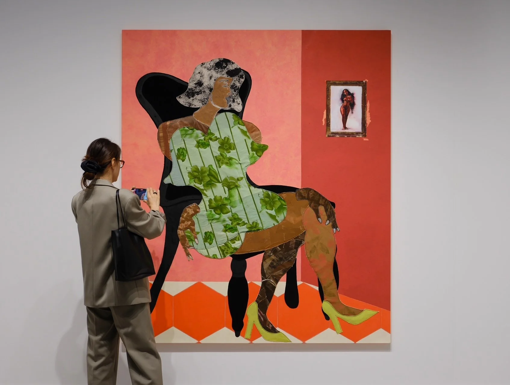 Tschabalala Self, Women in Parlor, brought to Frieze by Galerie Eva Presenhuber, Zurich. Photo by Jamie Lubetkin