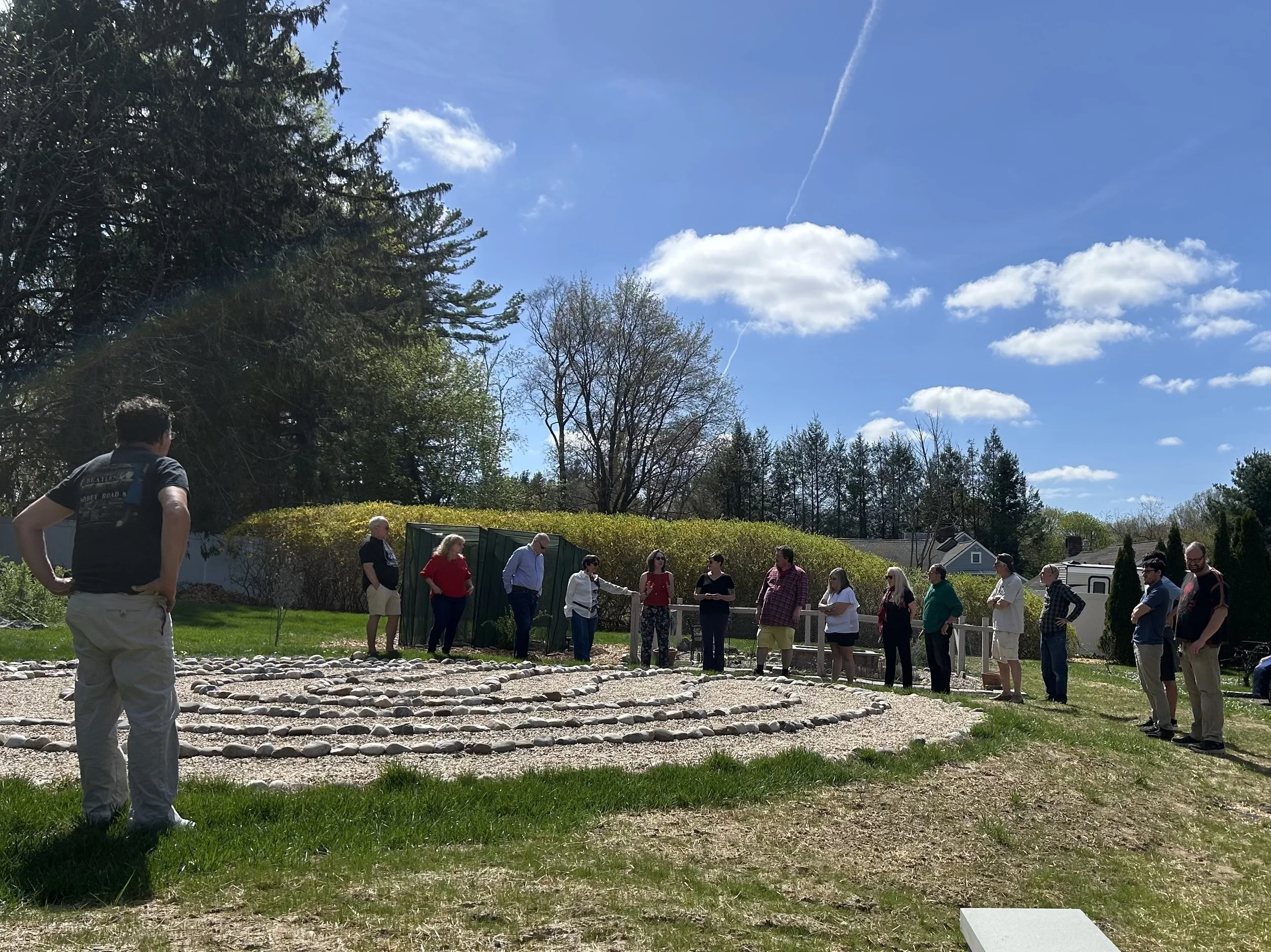  Two weeks ago, I had a Joy Jam at my house (a potluck with musician friends playing "pick up" music, some of them meeting each other for the first time). Before the music started, I invited anyone who wanted to walk the labyrinth to join me. I had 1