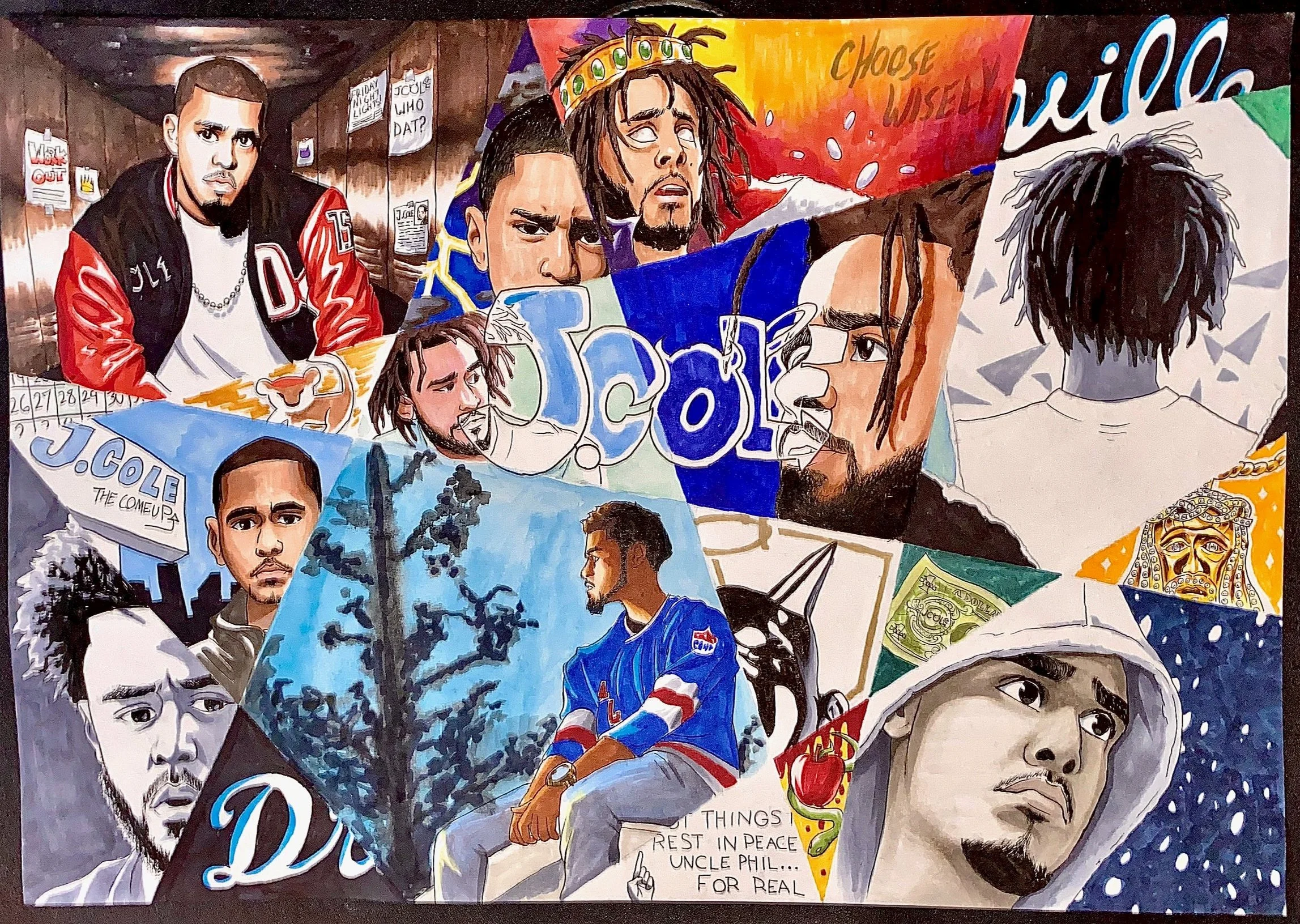 Faces of J. Cole - Pen & Marker
