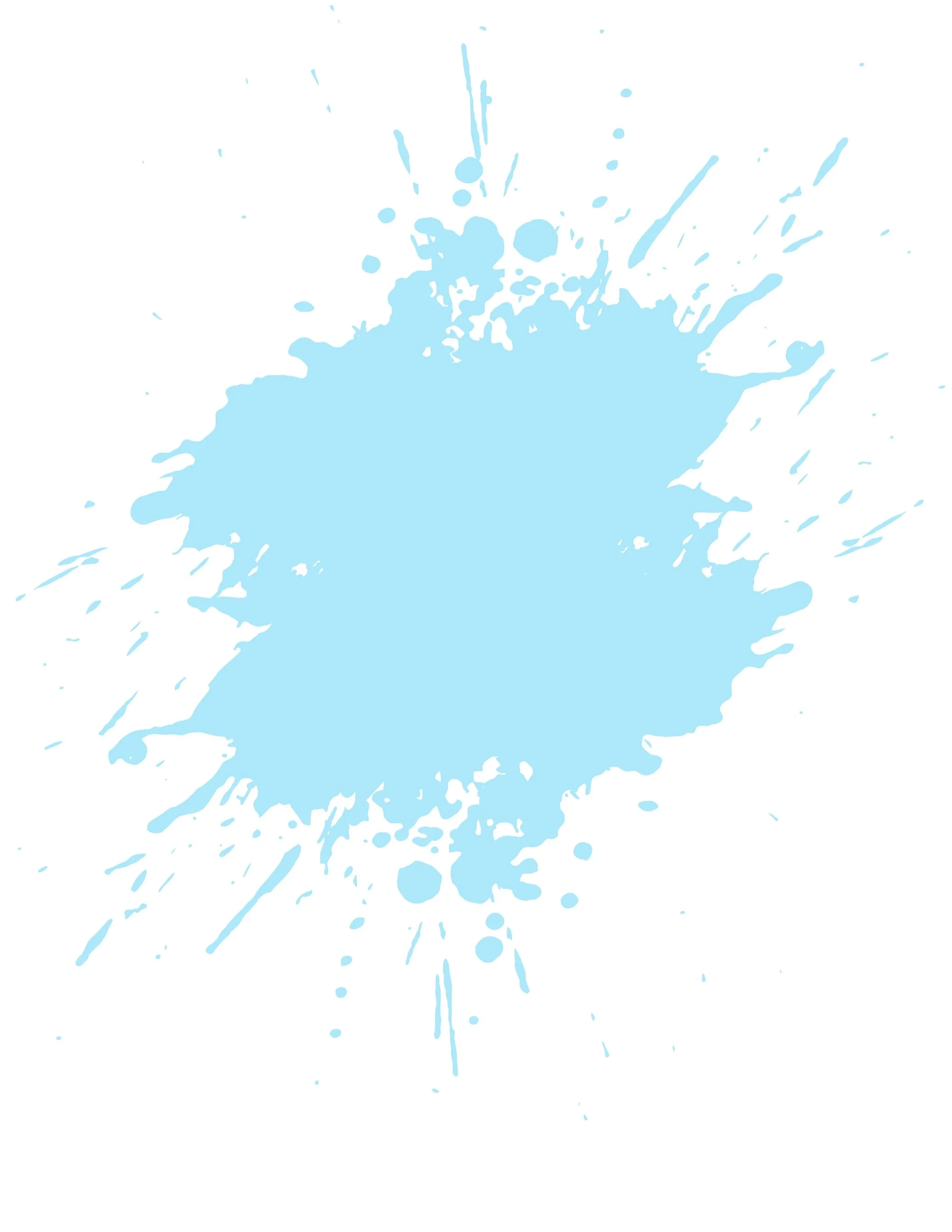 Light blue paint splatter on white background