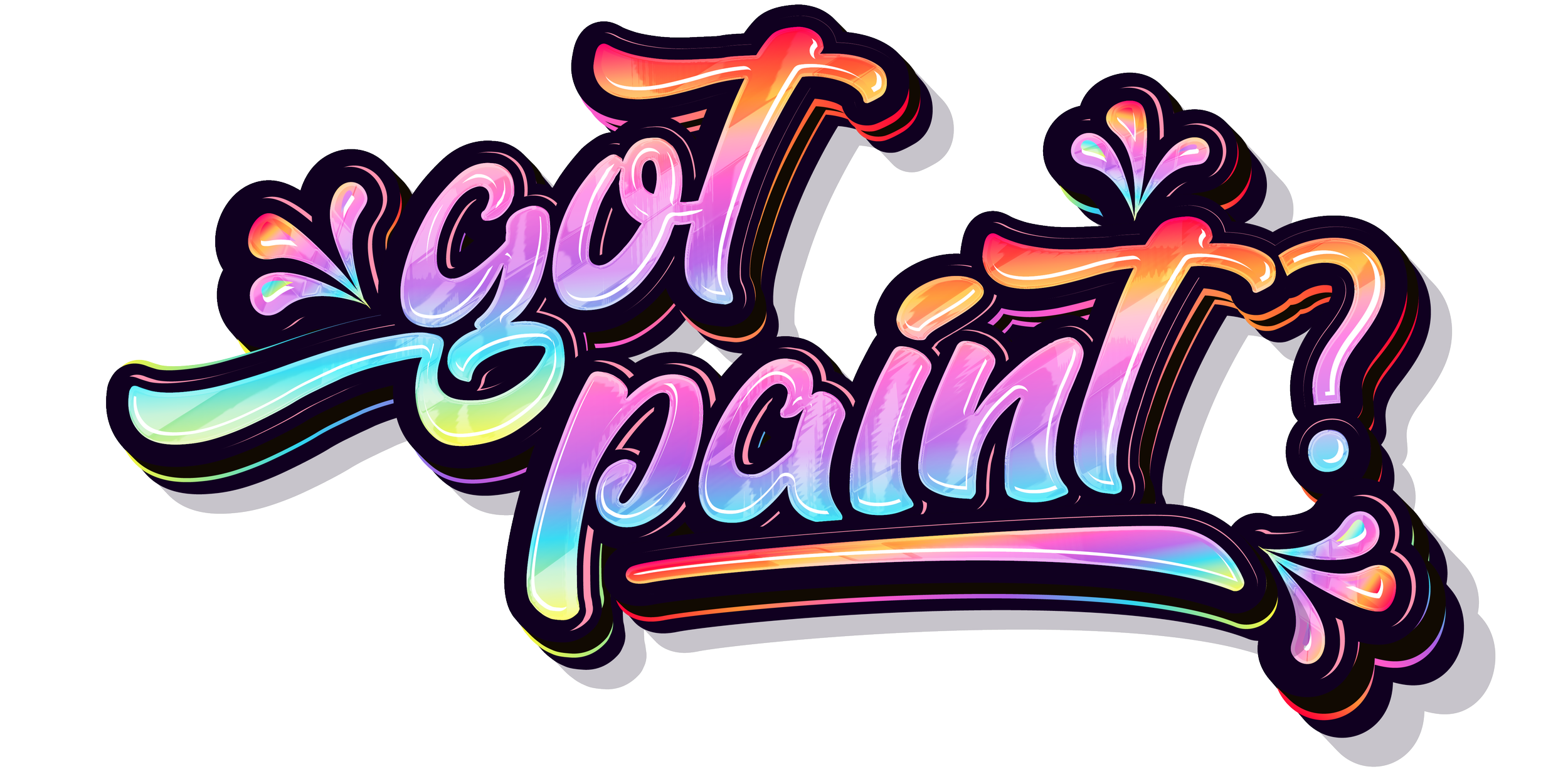 Colorful graffiti-style text saying 'got paint?' with decorative flourishes.