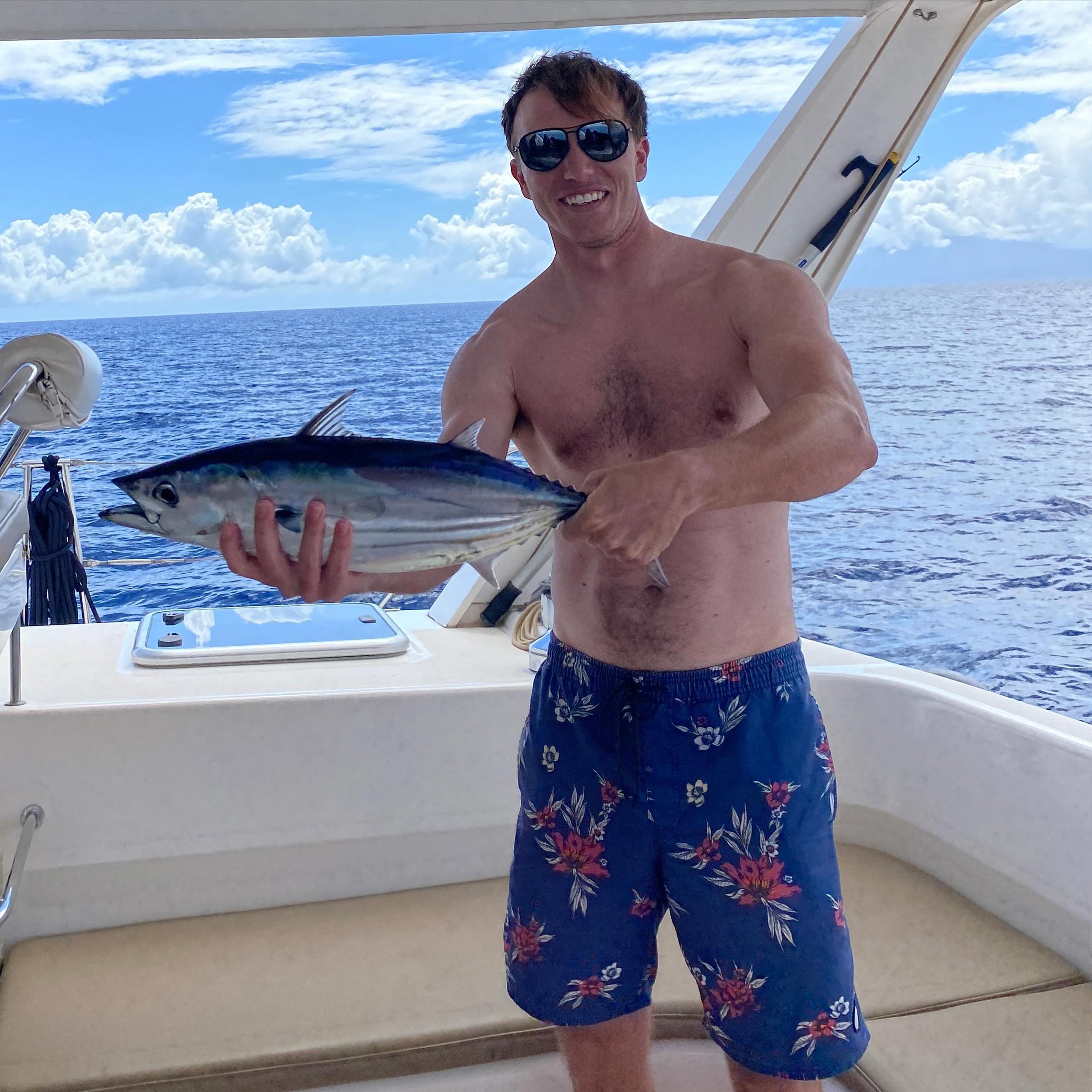 Today our guests asked if we could troll for a fish instead of snorkeling at a second spot. Hooked a nice aku, or skipjack tuna, for Bobby and his family. Filleted on the dock for them to take back to the condo for some sashimi. Doesn&rsquo;t get any