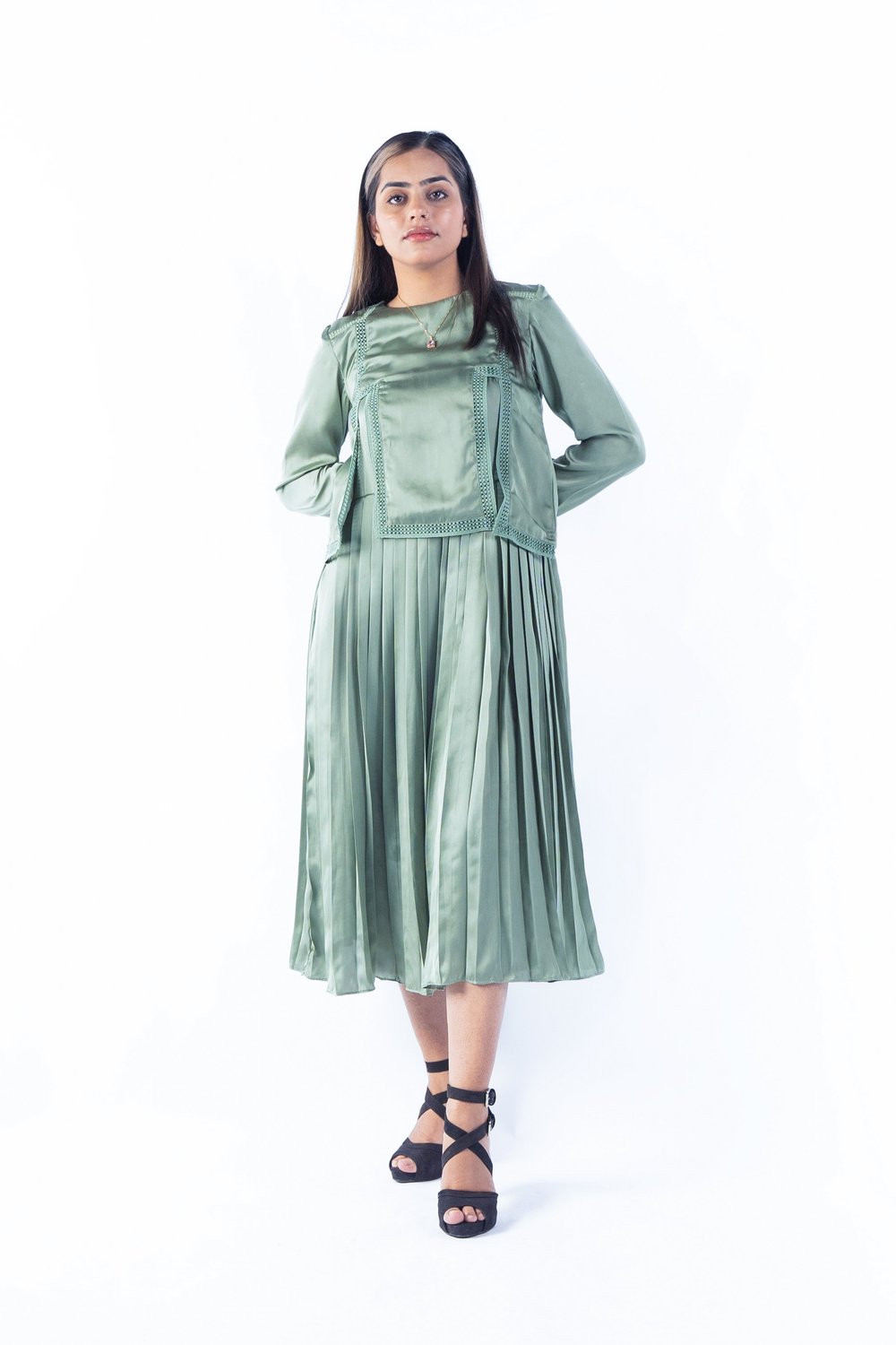 Robin Amice Dress Green  Sherezaad Anwar Apparel