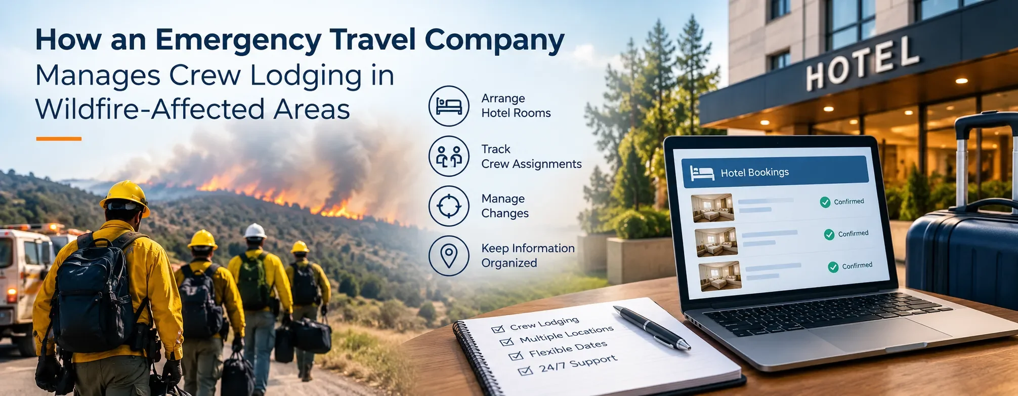 How an Emergency Travel Company Manages Crew Lodging in Wildfire-Affected Areas