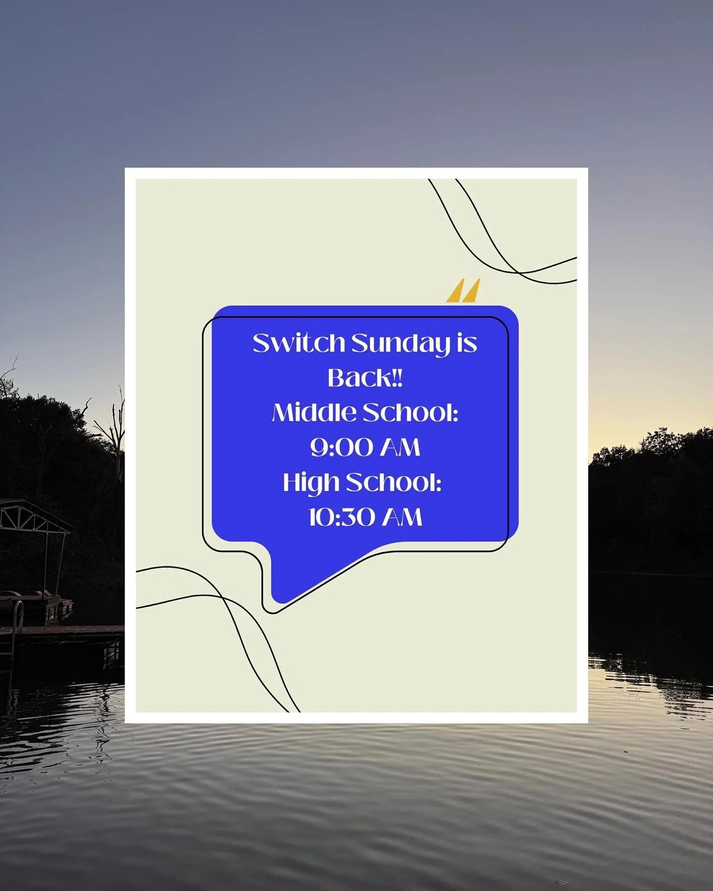 Switch Sunday… No other way to spend your morning!!
Join us Sunday Morning! We are going into our last week of our lesson as we diving deeper into what it looks like to live out the call to love others! We want to see YOU there! 
Middle Scho