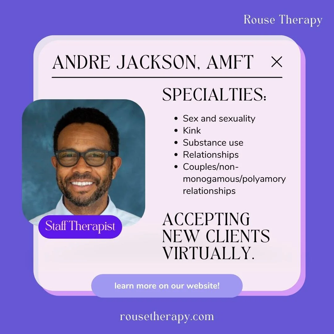 Starting in February, Andre Jackson, AMFT will lead a new cohort of Anxiously Intimate online men's group, supporting men (trans-inclusive) who experience anxiety to closeness. The group will meet online on Wednesdays from 5:30-7pm.

Reach out to And