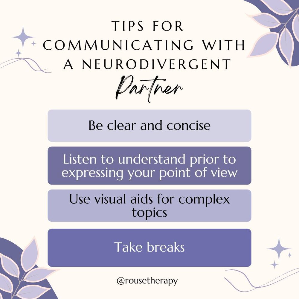 Are you struggling to communicate with your neurodivergent partner? If so, here are some tips that have been proven to be helpful and effective in maintaining a healthy and happy relationship.

Firstly, it's important to understand that individuals w