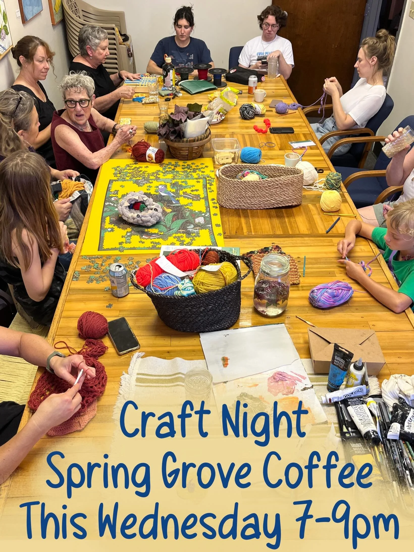It&rsquo;s Craft Night @springgrovecoffee 🧶🎨
Calling all Cincinnati makers and neighbors - bring your craft of choice. @alisonpfeifer and will be sharing floral cheese and rose jelly plus cookies and sweets from our recent trip to France 🇫🇷 

See