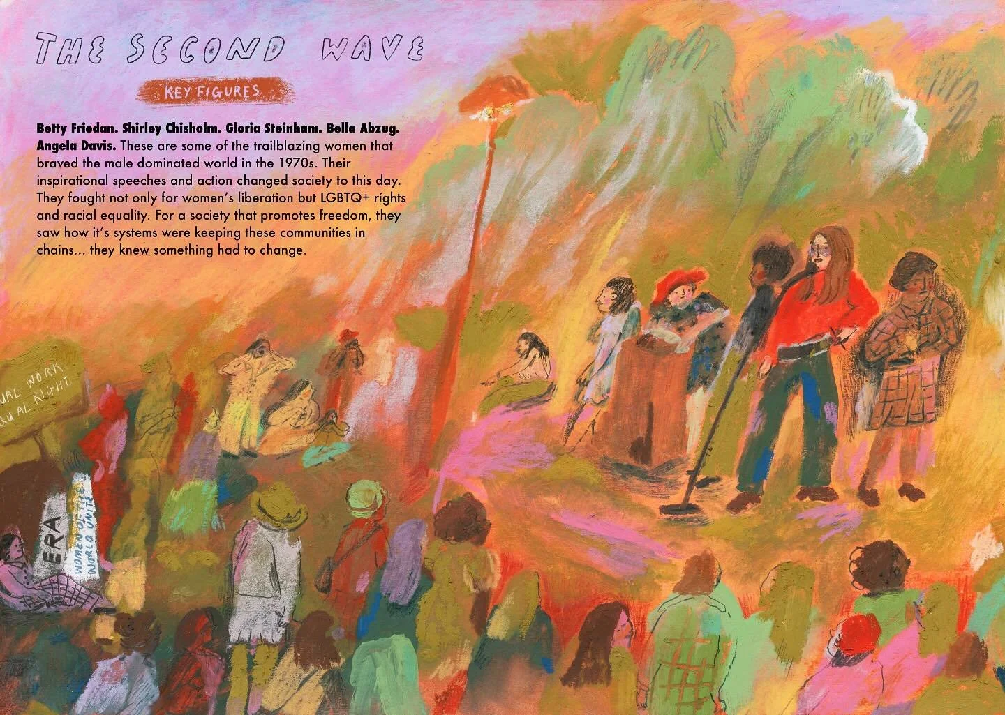 Really enjoyed this one! Started with a wash of pink ink as the underpainting which I HATED! But just rolled with it and it&rsquo;s become one of my faves - trust the process! ✨

@luddingtoncreative 
#70sinspired #gloriasteinem #feminism #secondwavef