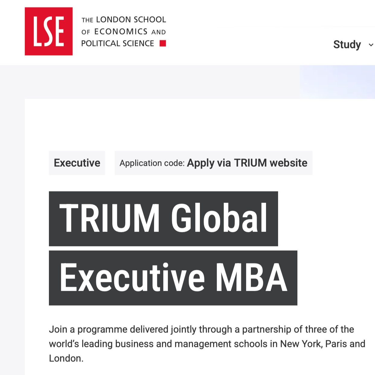 LSE Trium MBA FaceSheet