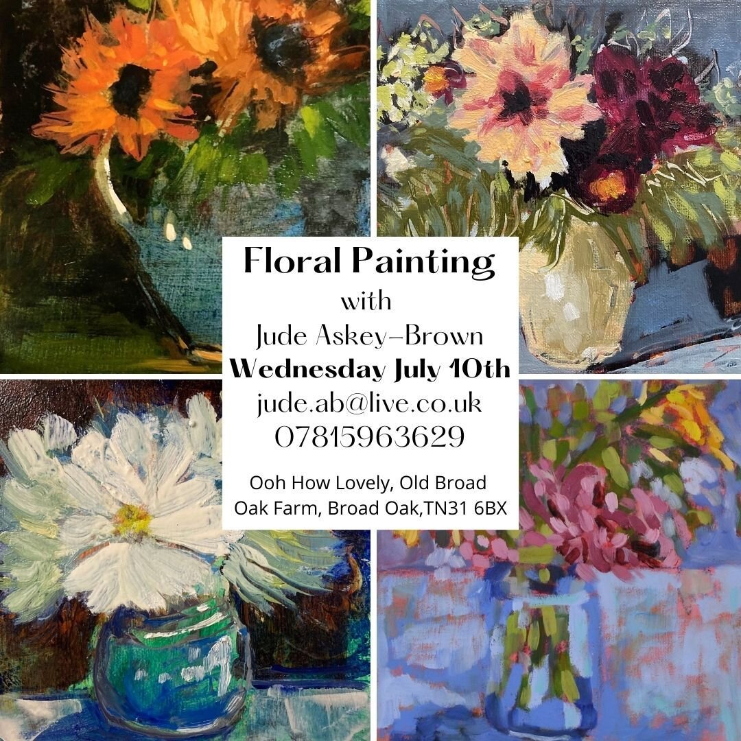 If you want to paint a beautiful floral like these then come and join me on July 10th for an inspiring day of painting. Suitable for beginners and all materials included.
10:30 to 3:30pm
&pound;65
There are 8 places available, to book email or messag