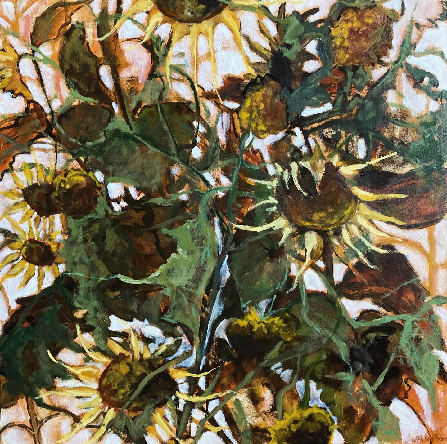 I made the sketches for this painting during the heat of last September. It&rsquo;s been worked on bit by bit but now it&rsquo;s ready to show. Somethings just take time!
#judeaskeybrown #oilpainting #sunflowers  #kentandsussex #ashfordvisualartists
