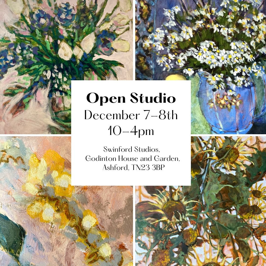 Looking forward to my Open Studio December 7-8th. 

At Swinford Studios we are a thriving community of artists and makers. We work from our own courtyard studios within the stunning grounds of Godinton House and Gardens.
As visitors you will be able 