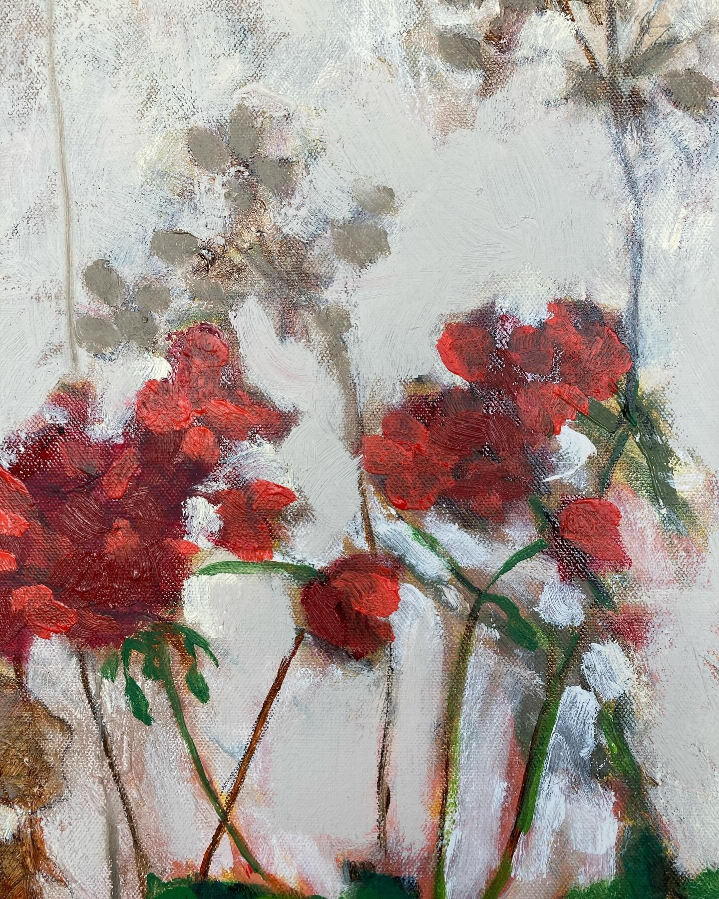 Red geraniums ❤️
This is a small section of a 80cm x80cm painting which will be coming along to my open studio this weekend!
Six artists to see pottery, jewellery, textiles, furniture, prints and loads more.

Swinford Studio
Godinton House 
TN233BP
O