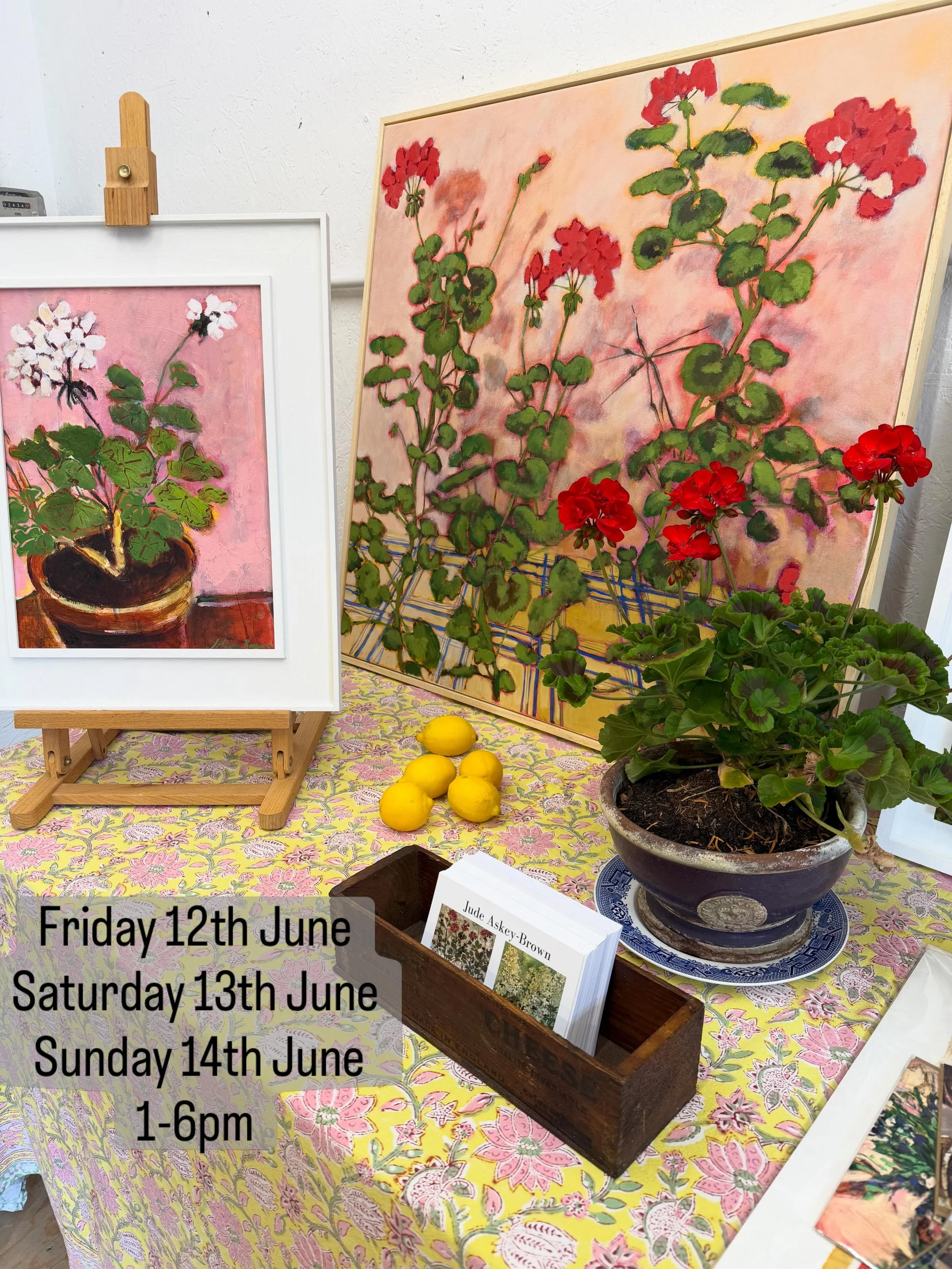 Open Studio this weekend!
Friday 12th June
Saturday 13th June
Sunday 14th June
1-6pm
Swinford Studio, Godinton House and Gardens
TN23 3BP
@seopenstudios 

#geraniumoilpainting #judeaskeybrown #southeastopenstudios2026