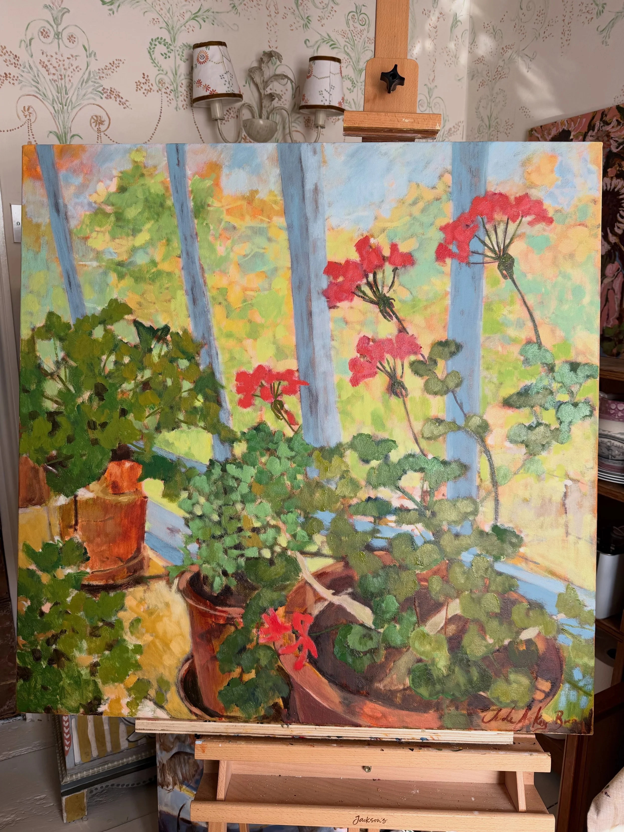 &lsquo;Summer greenhouse&rsquo; oil on canvas
80 x 80cm

It&rsquo;s been a fantastic year in the greenhouse and garden for my pellies!

#judeaskeybrown #pelargonium #greenhousepelagonium  #geraniums
