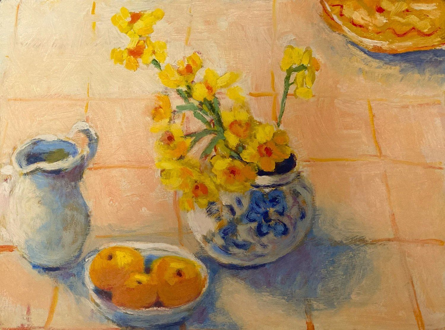 Daffodils and satsumas