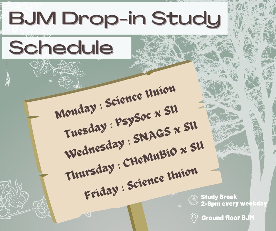 A little stuck on a particular unit or just want some study buddies?

Come join us on Ground Floor of Barry J Marshall Library next week from 2-6pm and get help that's specific to your degree! 

Every day will feature a different Science Club so come