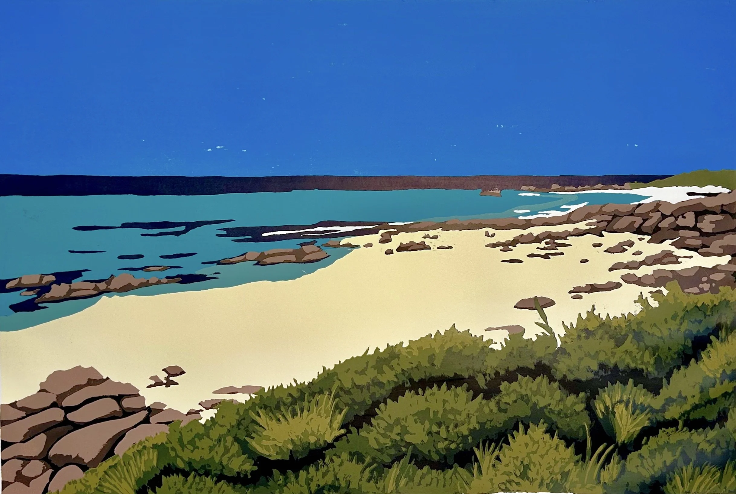 Escaping the South-westerlies, original screenprint on paper