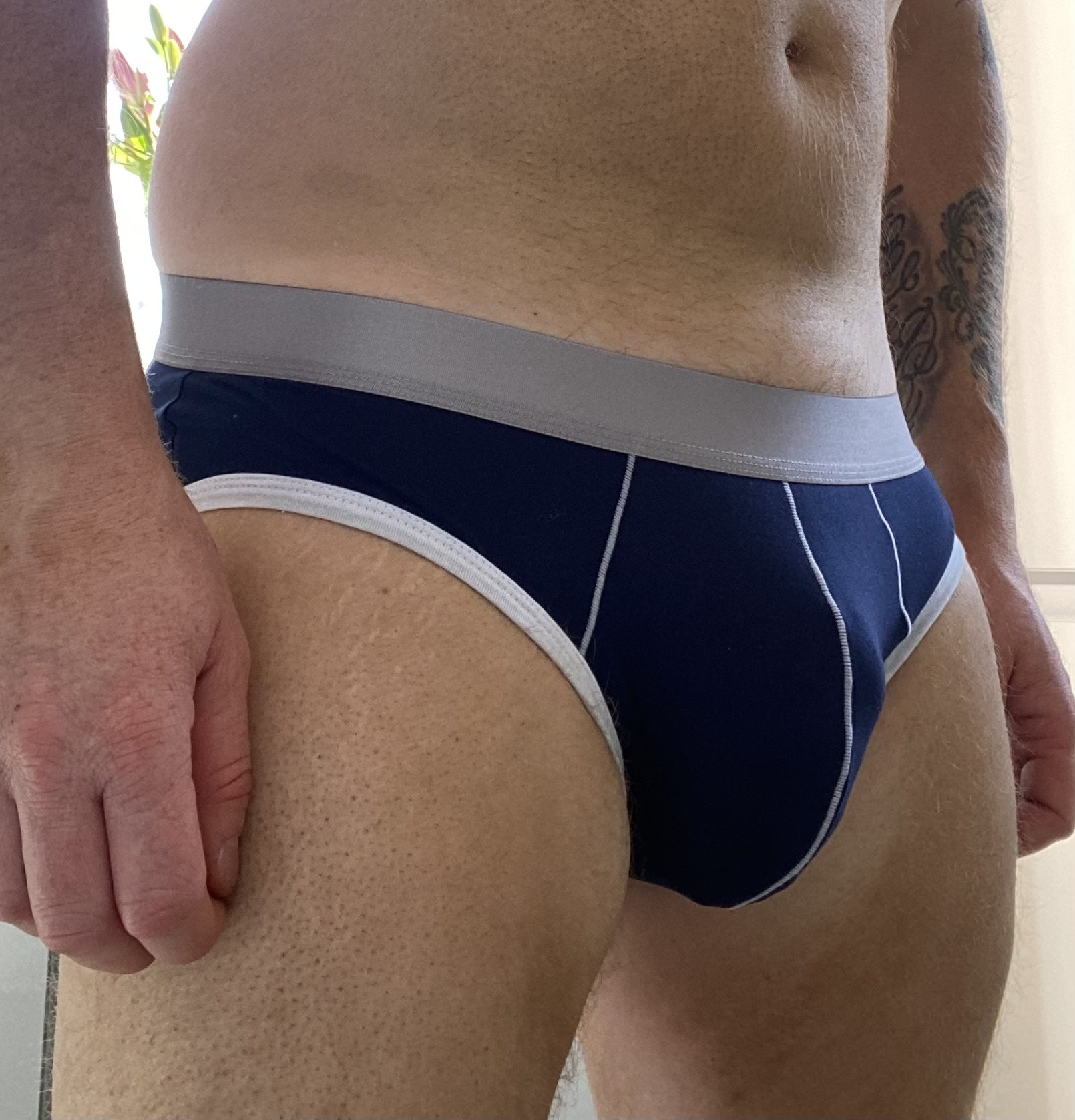 MrT's navy and white briefs