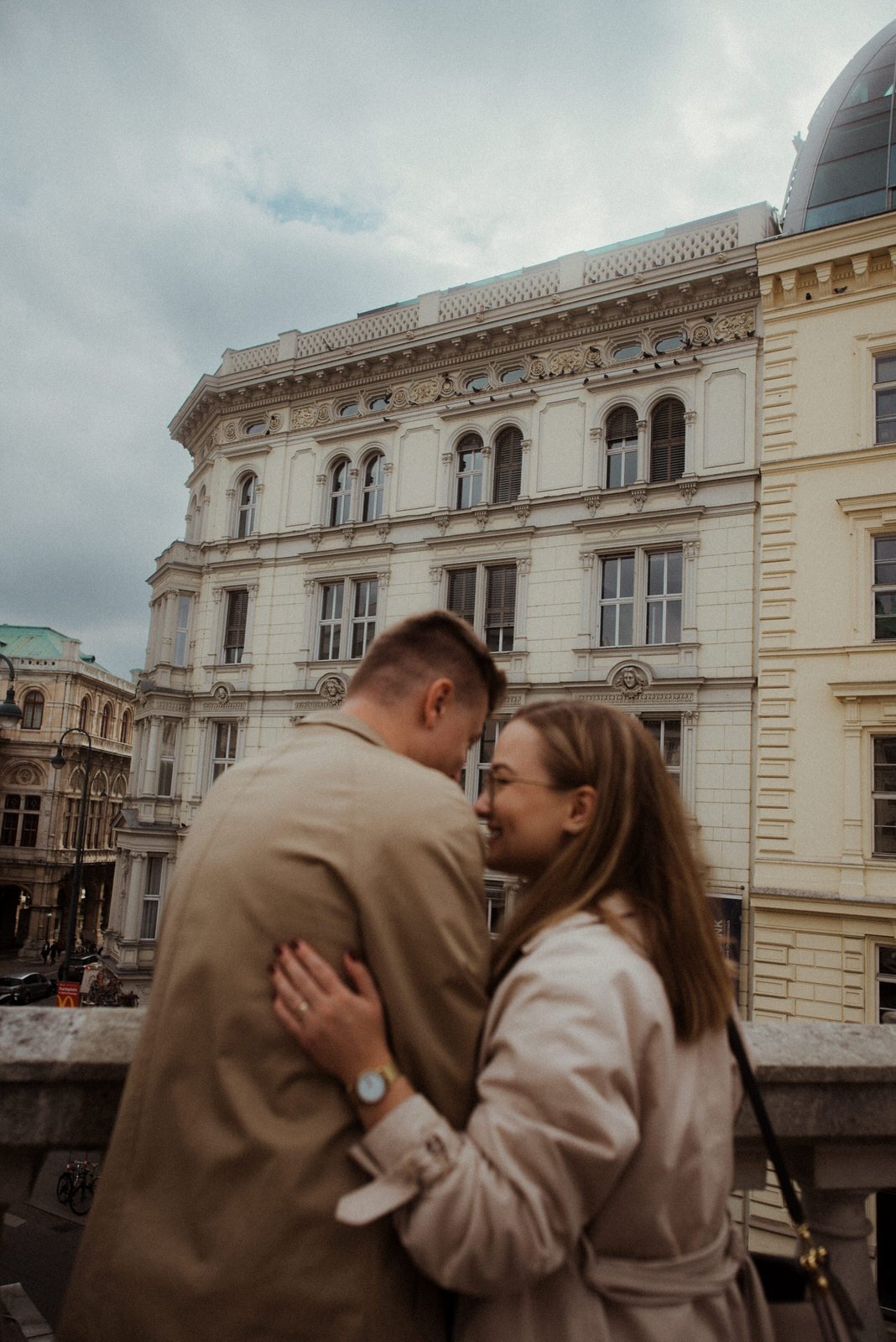 Couple by the Albertina view in Vienna