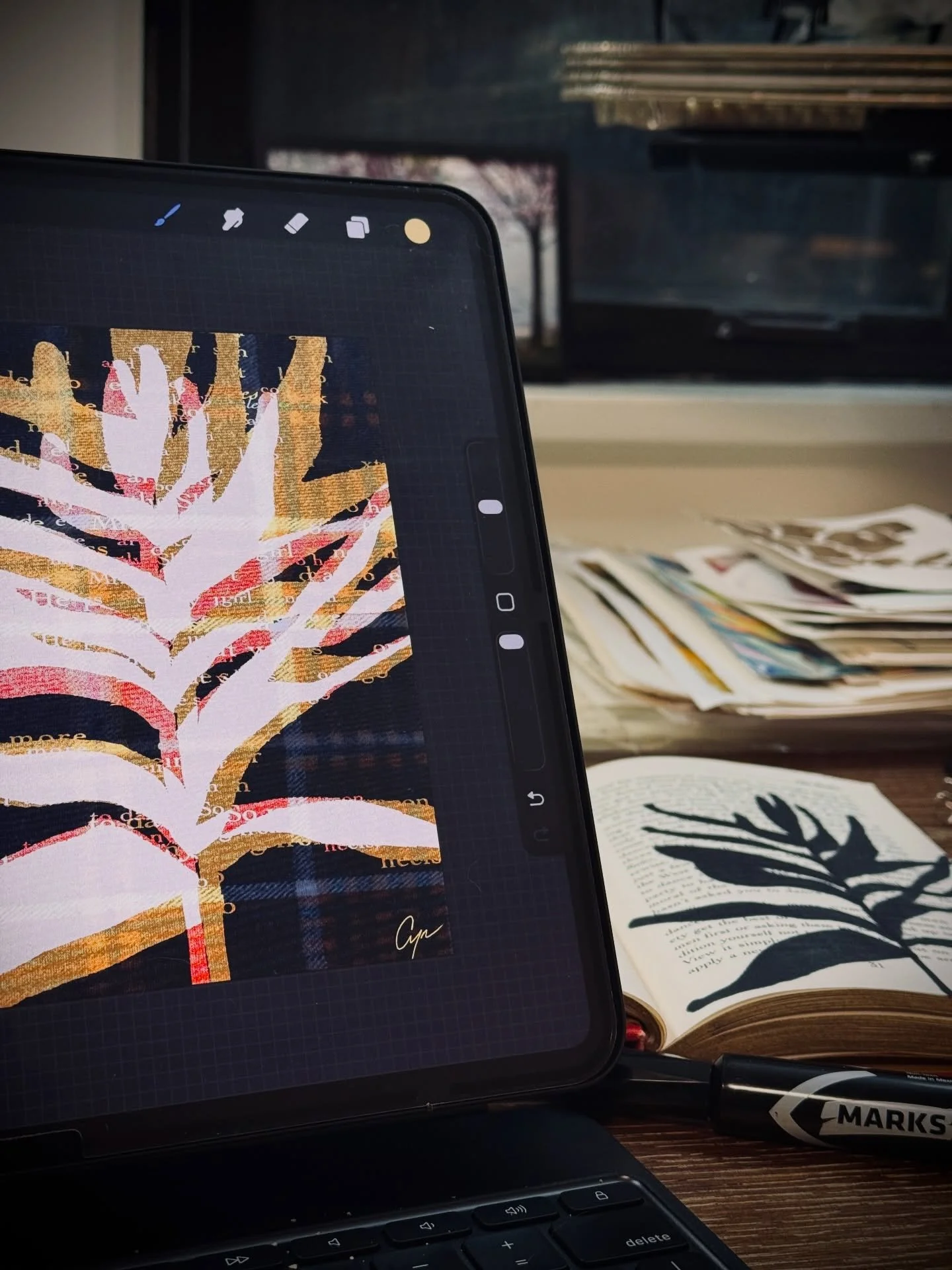 Ever wonder what I do with all the marker drawings I make?

Well, here&rsquo;s a peek at one of them getting fancy.

Stay tuned - you may see this emerging artwork in a shop release soon.

Artwork by Cynthia Berg, 2026. 

#minnesotaartist #mixedmedia