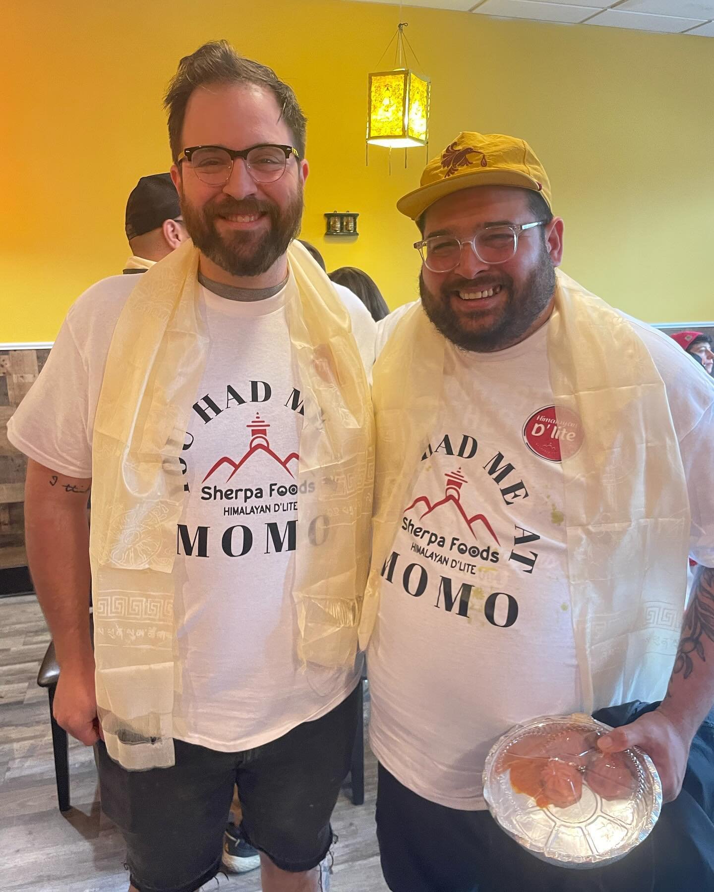 🥟😵 CHEFS CRUSHED SOME MOMOS 😵🥟 

We sent two of AD&rsquo;s finest&mdash;Exec Chef @jbkitchens_ and Chef @everybodygetdangerous to compete in the first ever Momo Eating Contest hosted by @sherpafoods to benefit @southburlingtonfoodshelf.

🤸And ou