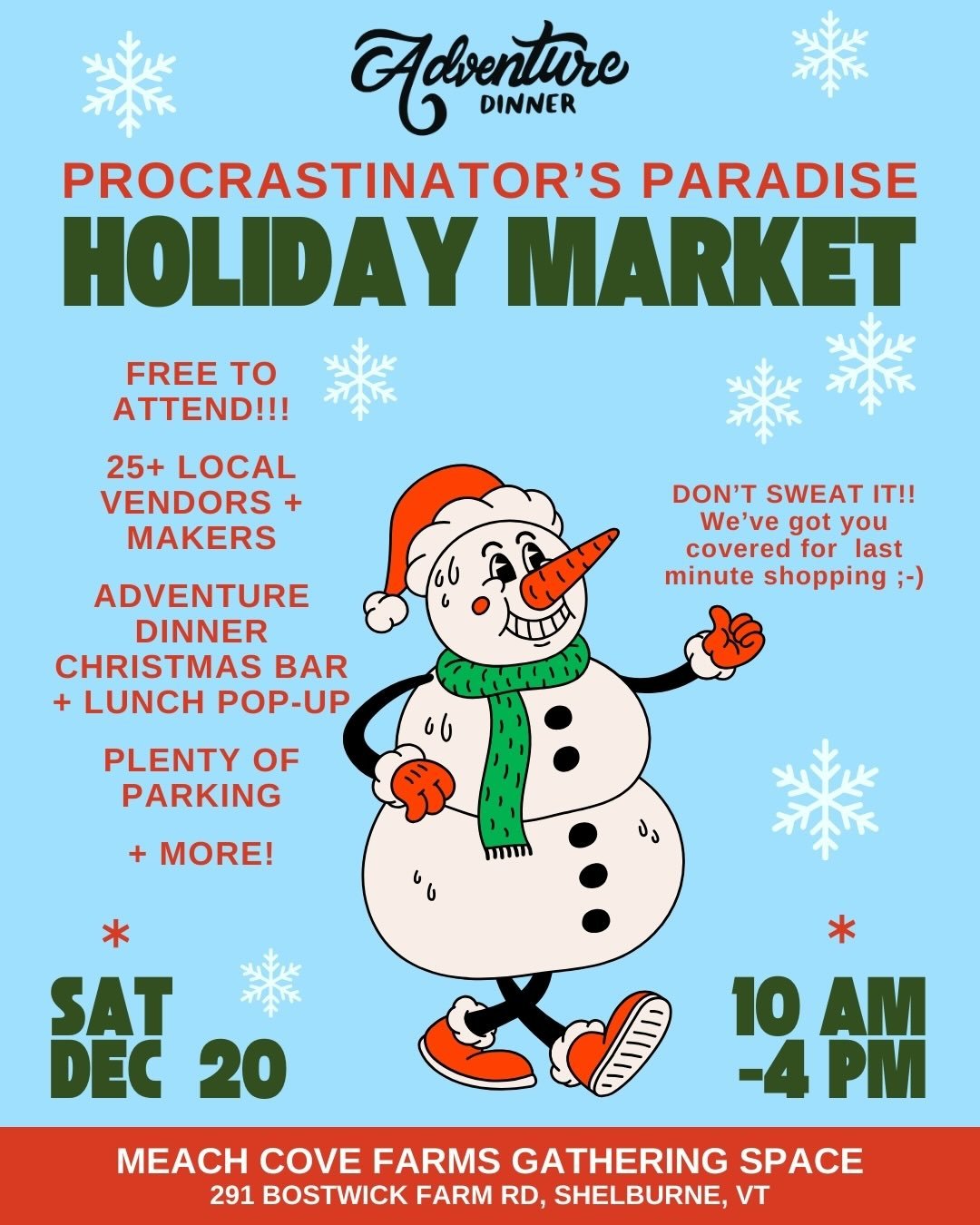 🔔WE LIKE OUR HOLIDAY SHOPPING LOCAL 🔔 Our annual makers market is BACK BB on Dec 20th and we&rsquo;ve GROWN&mdash;this year we&rsquo;re hosting at the breathtaking Meach Cove Farms Gathering Space in Shelburne! 👀 

🛍️ Scoop up gifts for everyone 