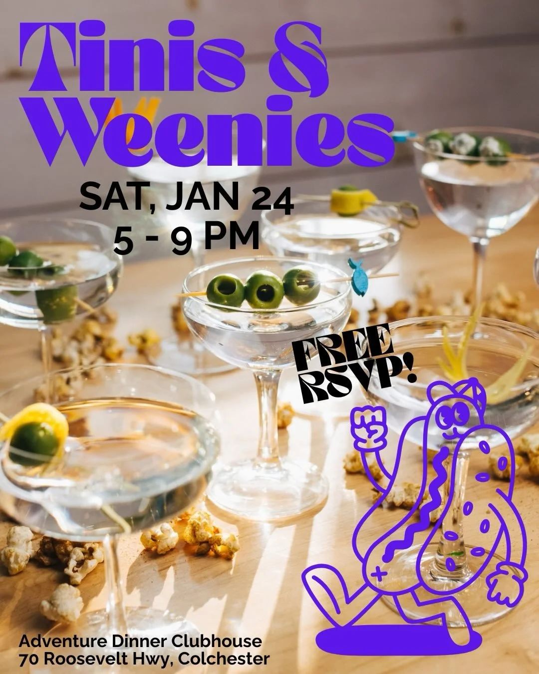 SHE&rsquo;S BACK: Tinis + Weenies returns!!! 👯&zwj;♀️ 👯 

Whether you&rsquo;re enjoying an alcohol-free moment or you&rsquo;re deep into the dirty tinis, we&rsquo;ve got a dazzling lineup of tinis, non-tinis, mocktails, wine and beer to enjoy a coz