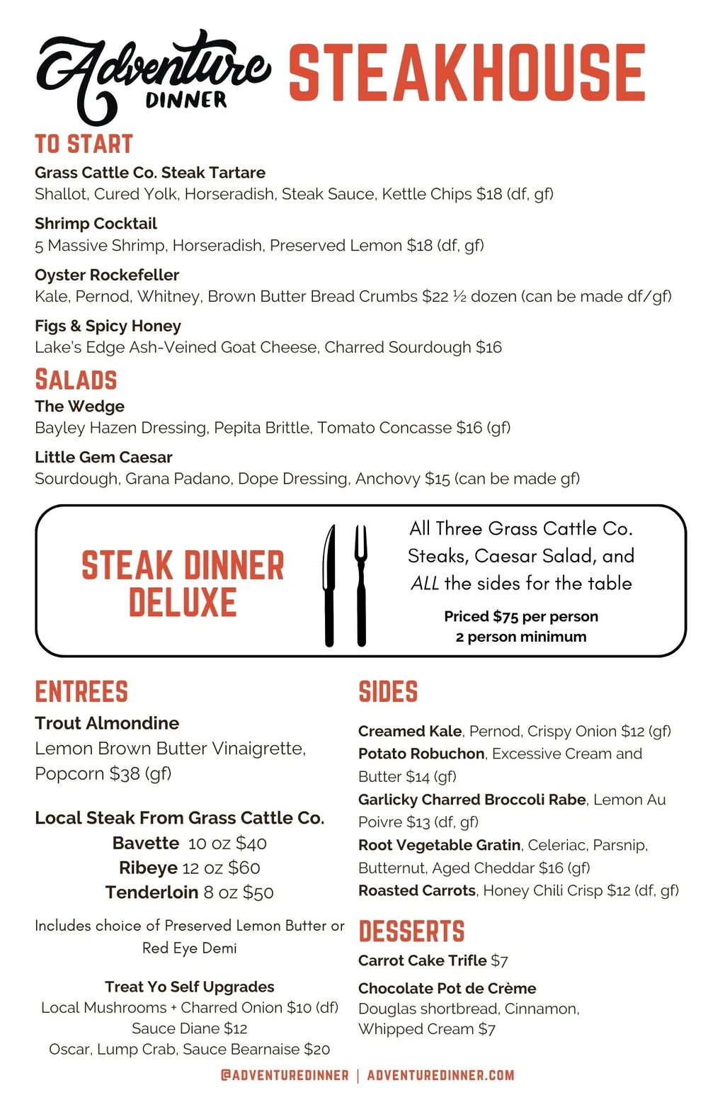 Residency Menus — Adventure Dinner