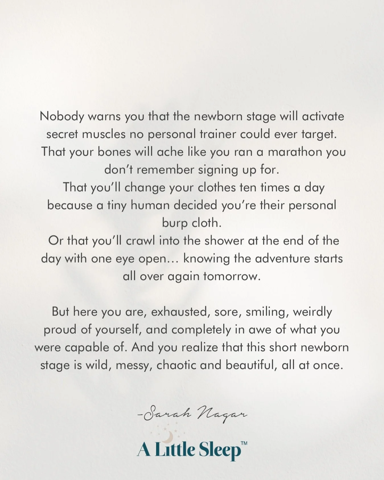 Nobody warns you about the newborn stage, but that&rsquo;s all part of the endless fun and surprises, isn&rsquo;t it?? 🤪😅

On the other hand, I don&rsquo;t think you can be warned, you have to live it and experience it, to live it, breathe it for y