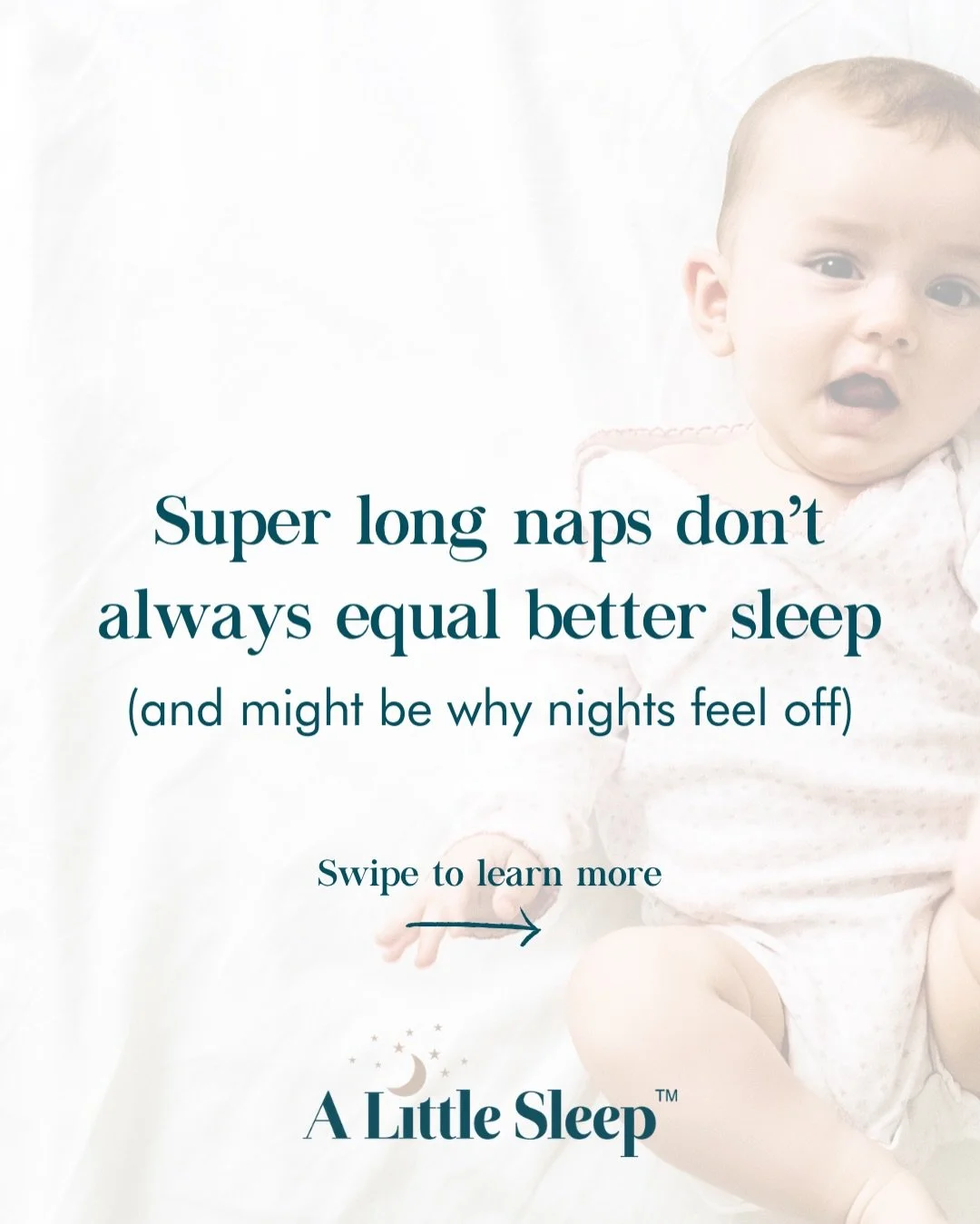 Long naps are often seen as the goal&hellip; but baby sleep doesn&rsquo;t work in isolation.

Your baby has a total sleep need in a 24-hour period. So when a large portion of that sleep happens during the day, it can take away from nighttime sleep.
T