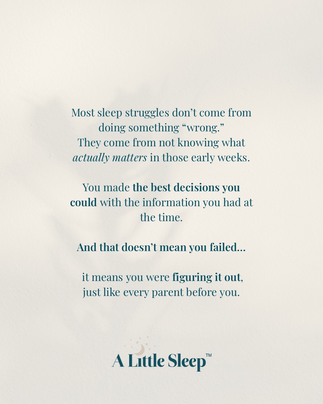 You didn&rsquo;t do anything wrong.
You made the best decisions you could with the information you had at the time.
Sleep struggles don&rsquo;t mean you failed. They usually just mean you didn&rsquo;t have the full picture yet.
And that&rsquo;s somet