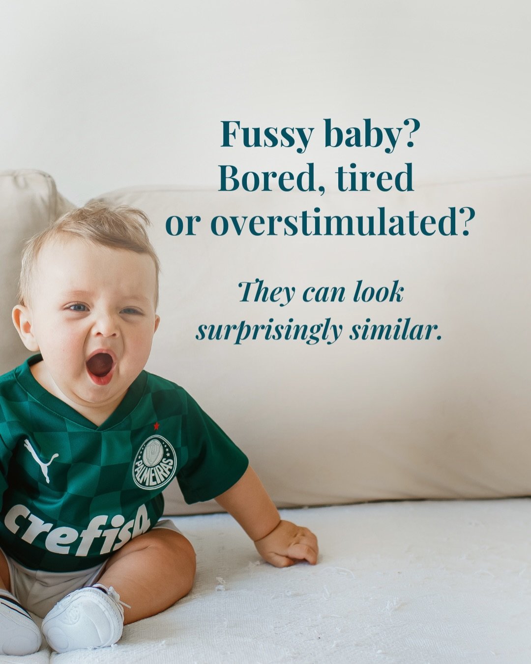 Is my baby bored? Overstimulated? Tired? Hungry? 🤍
When your baby suddenly starts crying, it can feel like a guessing game.
But baby cues make so much more sense when we look at the full context.

Ask yourself:
❓ When did my baby last wake from a na