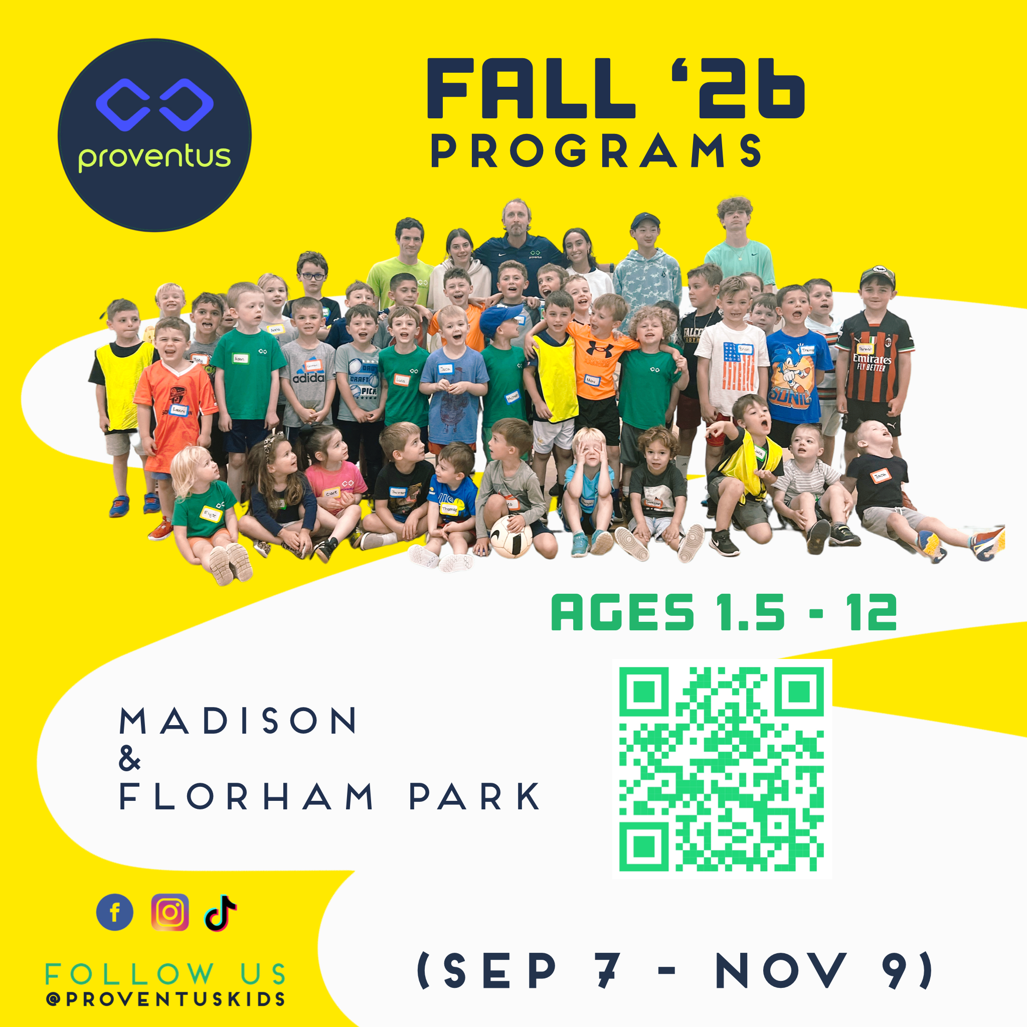 FALL 26 Sports programs in Florham Park and Madison new jersey. Ages 1.5-12 with week day and weekend options.