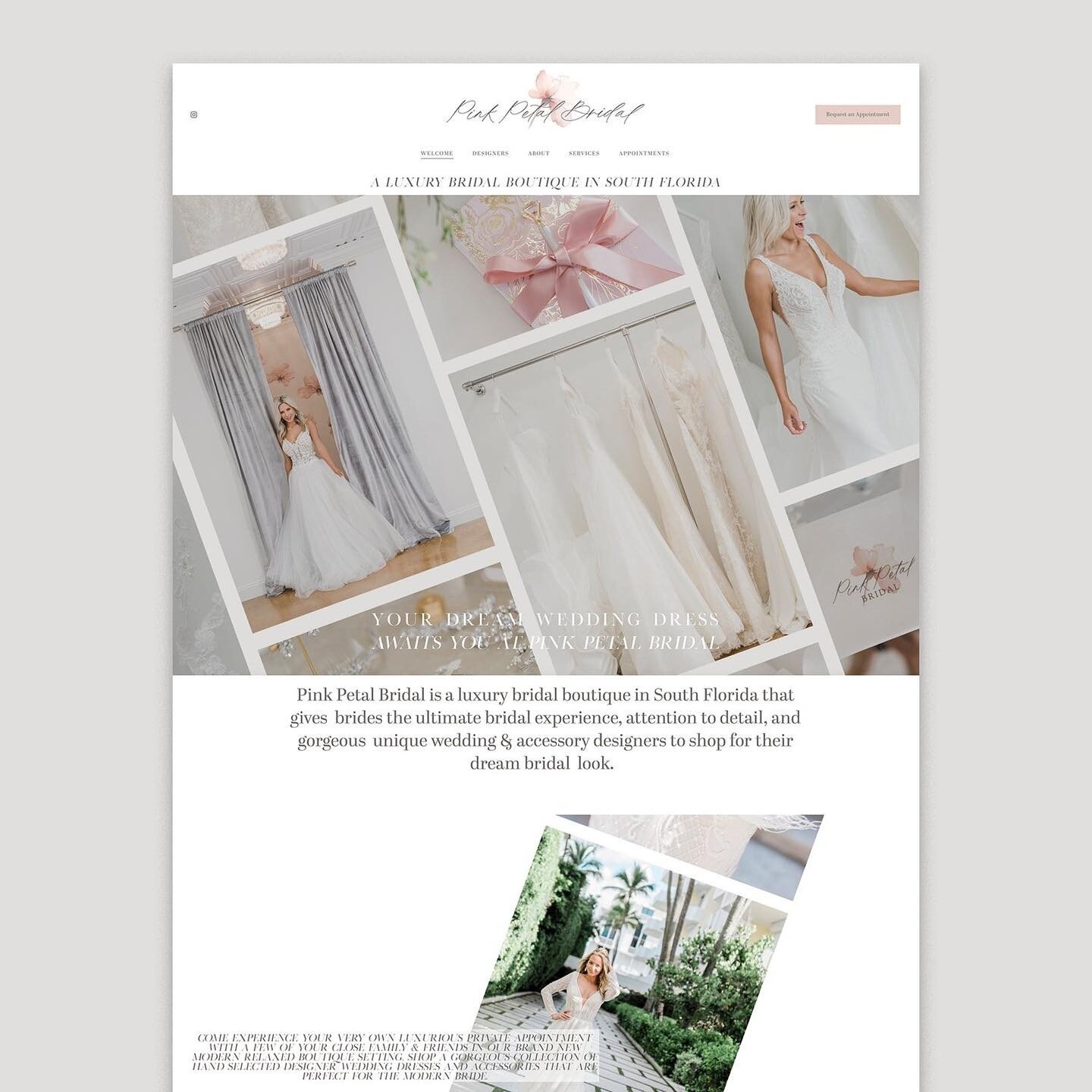 I loved every minute of designing this website for @pinkpetalbridal 💗 this is the 2nd website I have been hired to design for Kim and I love our growing relationship and how she told me that she never even considered any other web designer 🥰 huge t