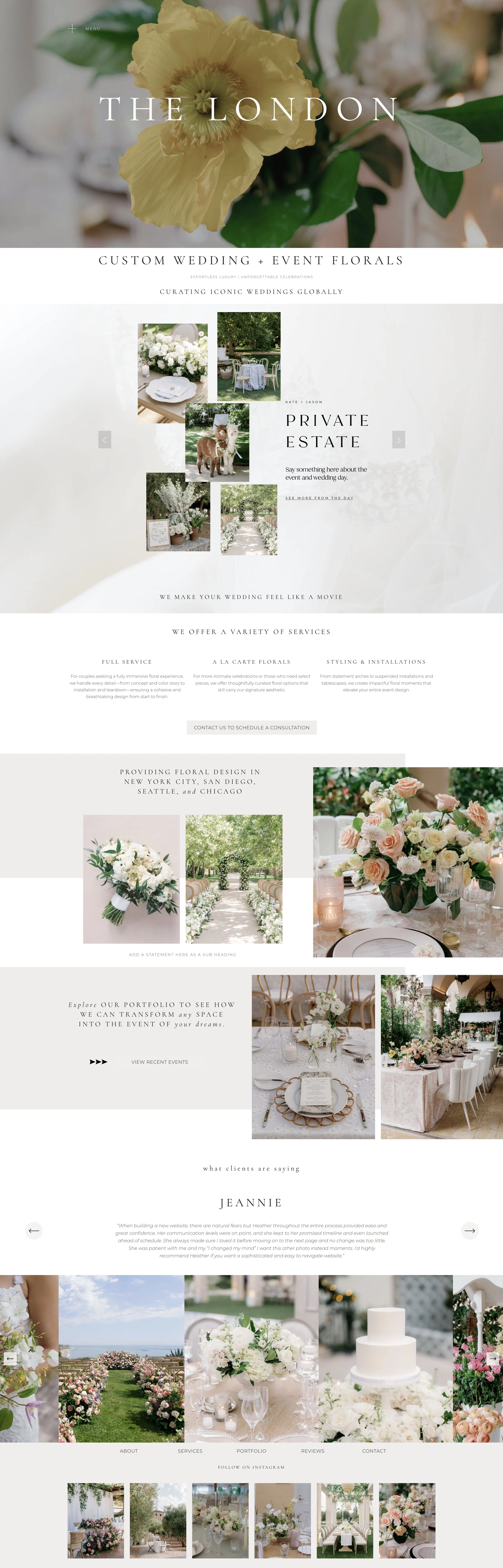 Website Template for a wedding or event florist built in Squarespace