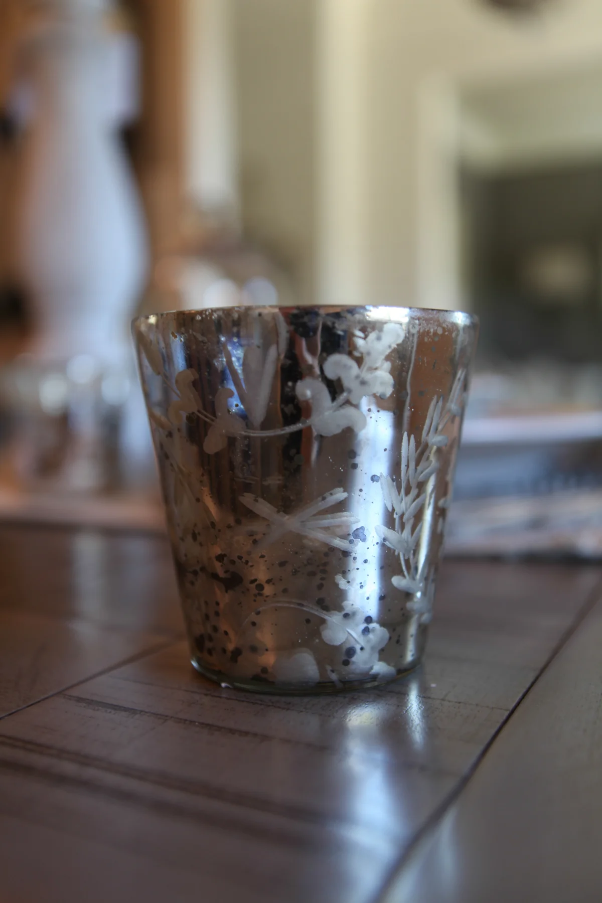 Antique Etched Mercury Votive 