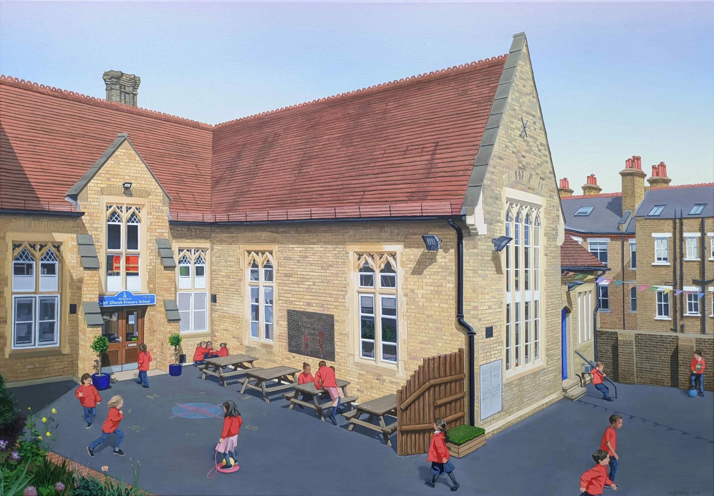 Christchurch school, 70 x 110 cm, oil on canvas