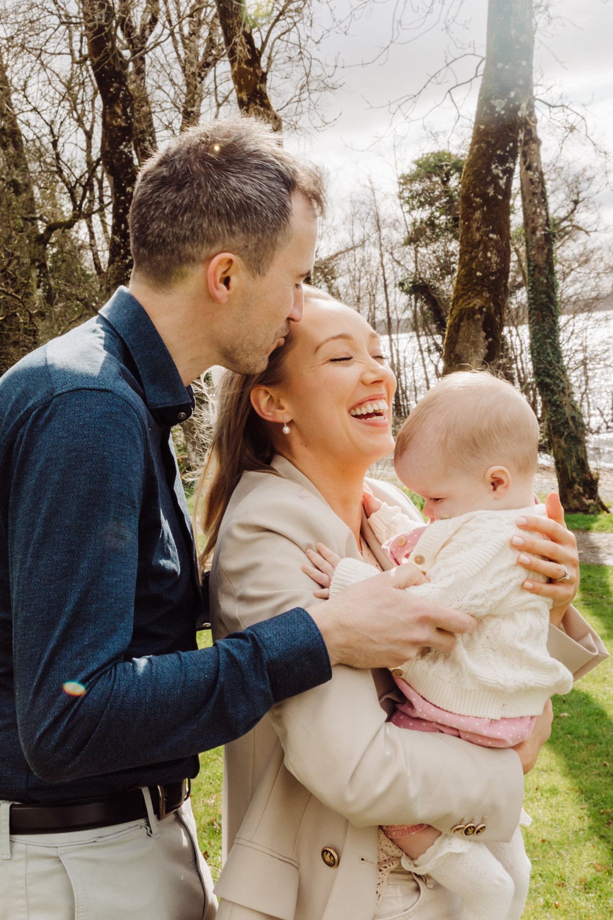 family photo with baby outside crover house cavan