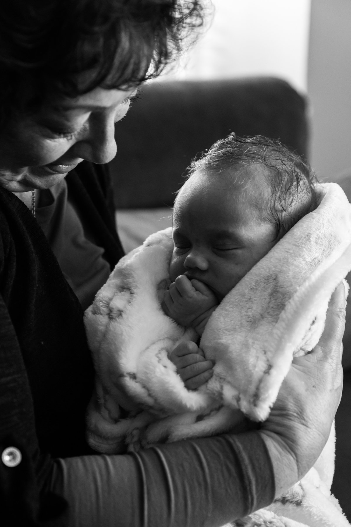 Newborn with granny photo