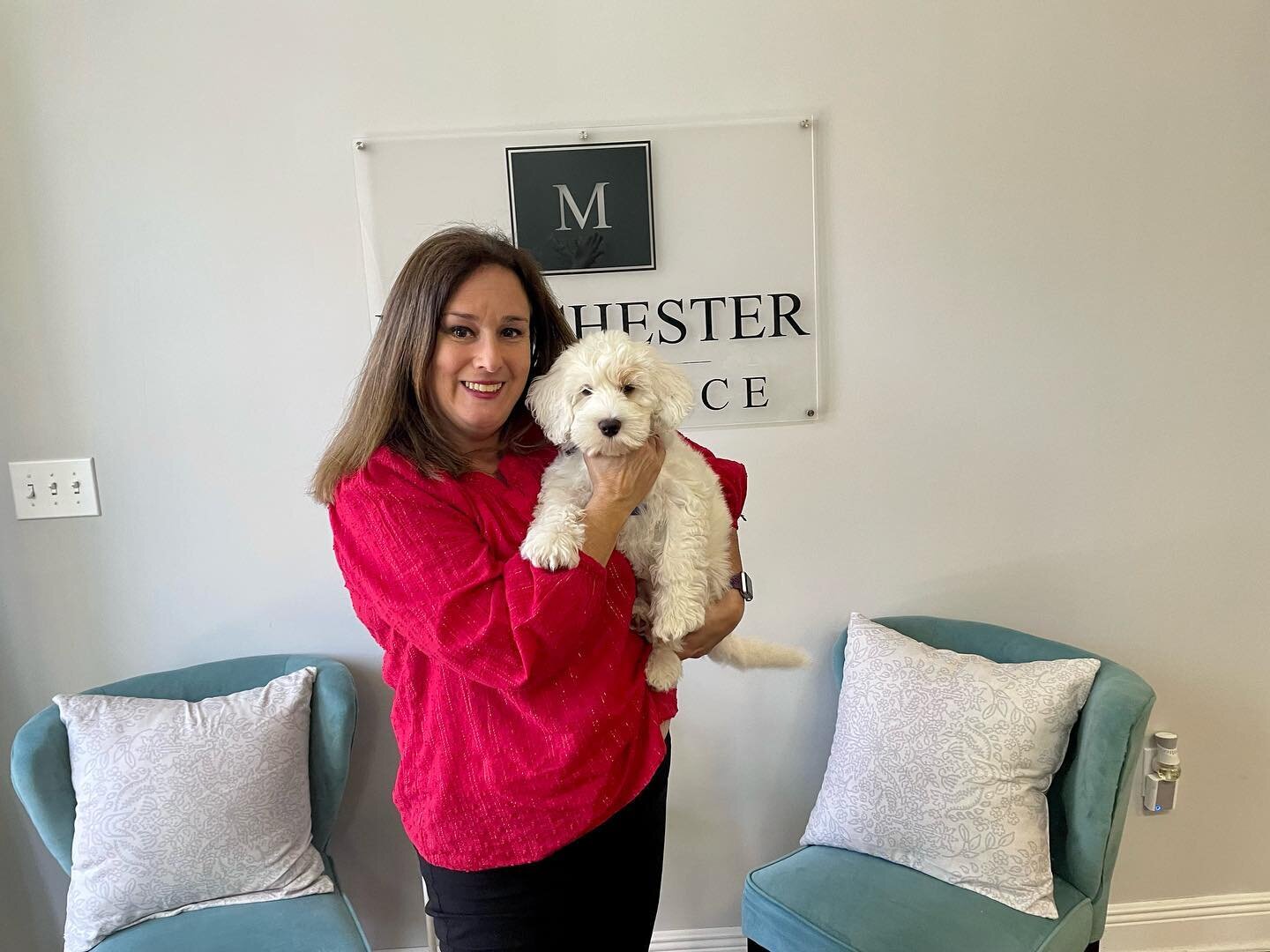 Thank you Christina from @madisonsmiracles01 for stopping by the office this morning for our monthly meeting and meeting the newest member of the family, Henry!