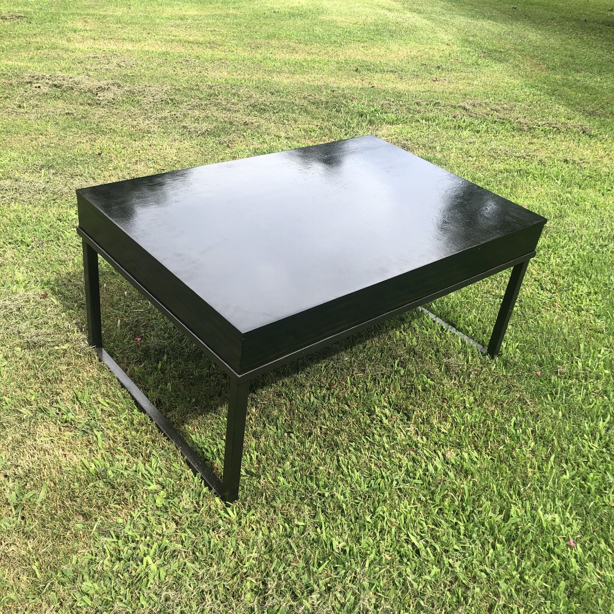 Custom coffee table. Steel, wood, automotive enamel