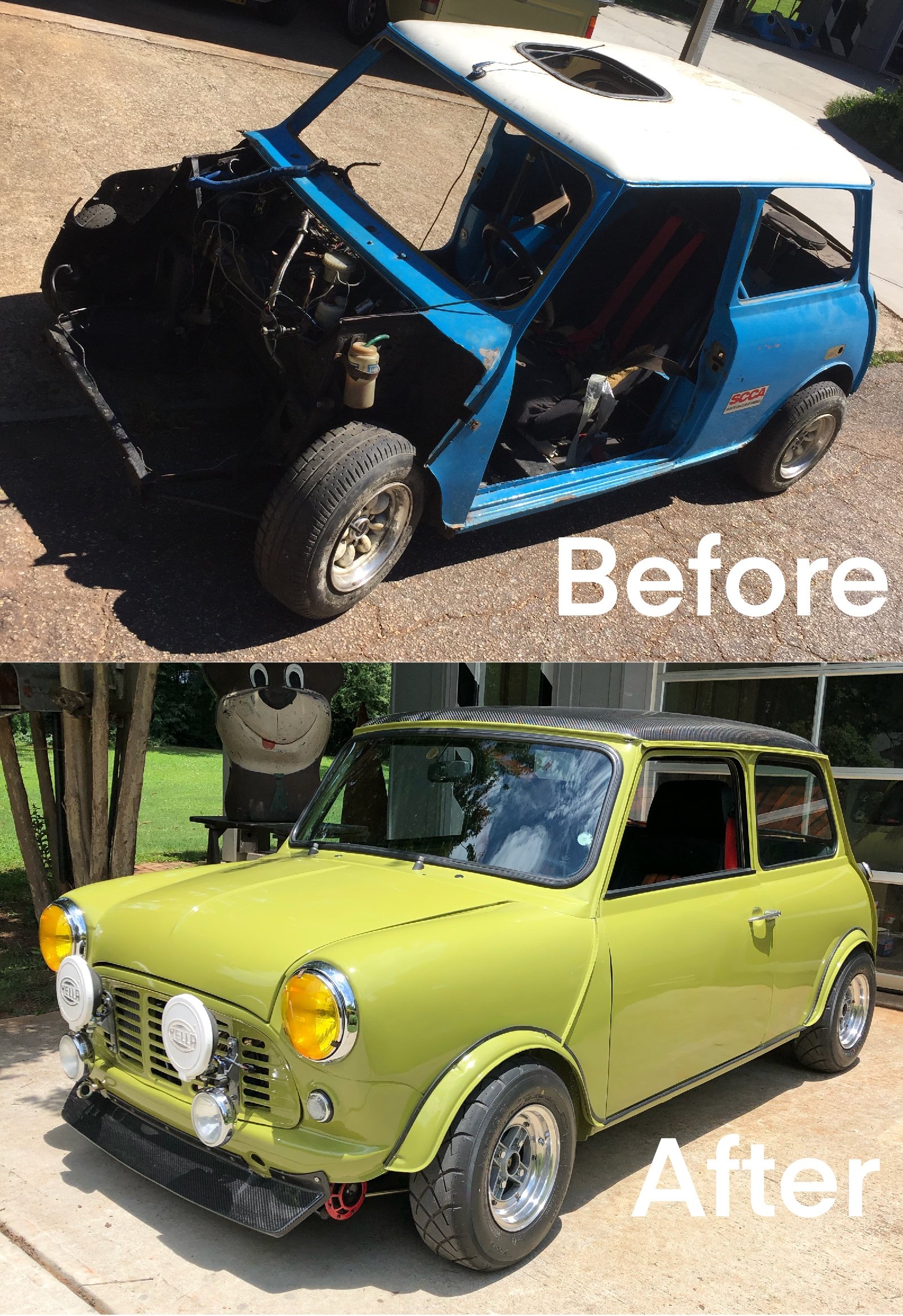 Before and after of classic mini w a vtec swap