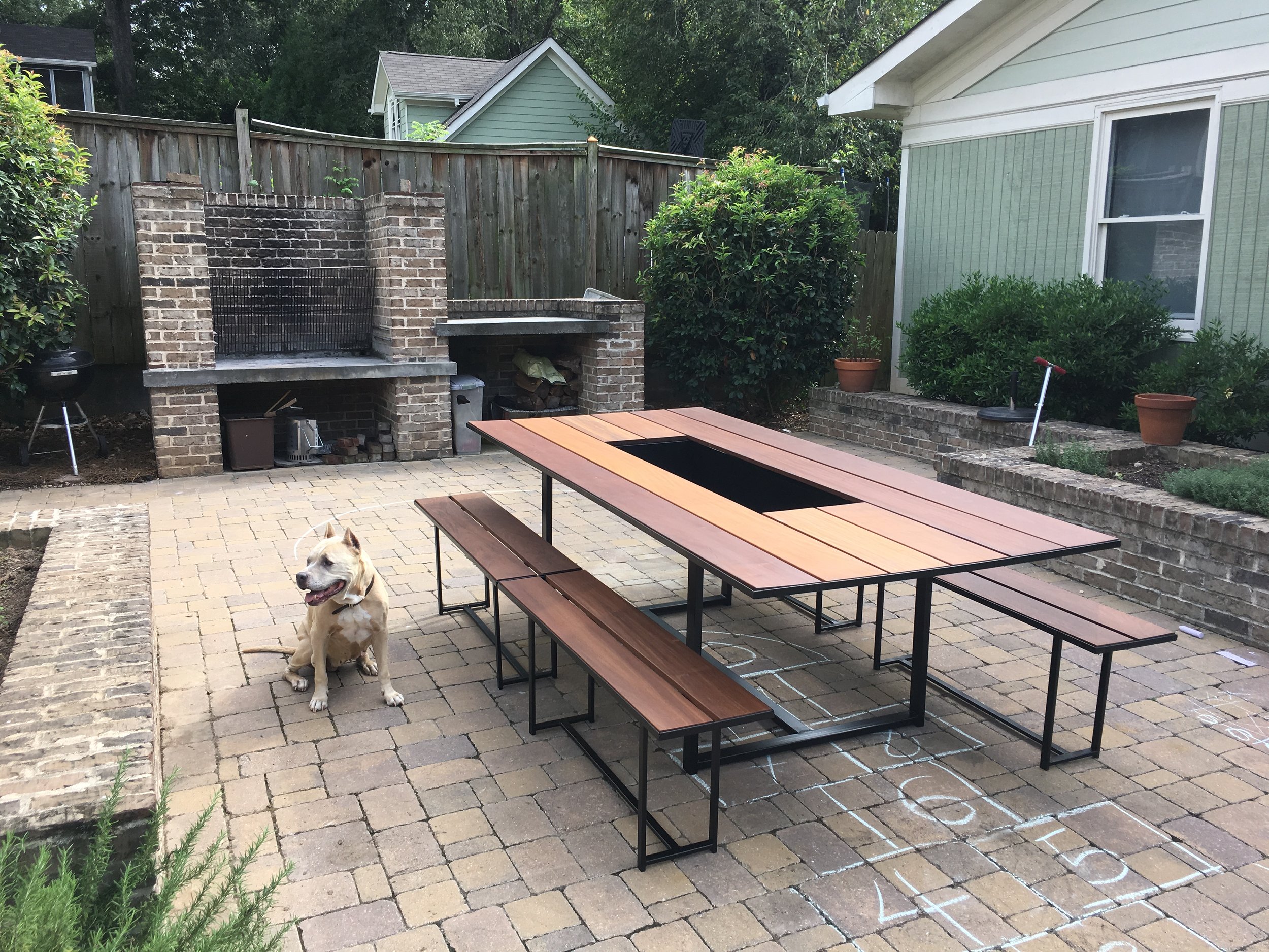 Custom table with hideaway center