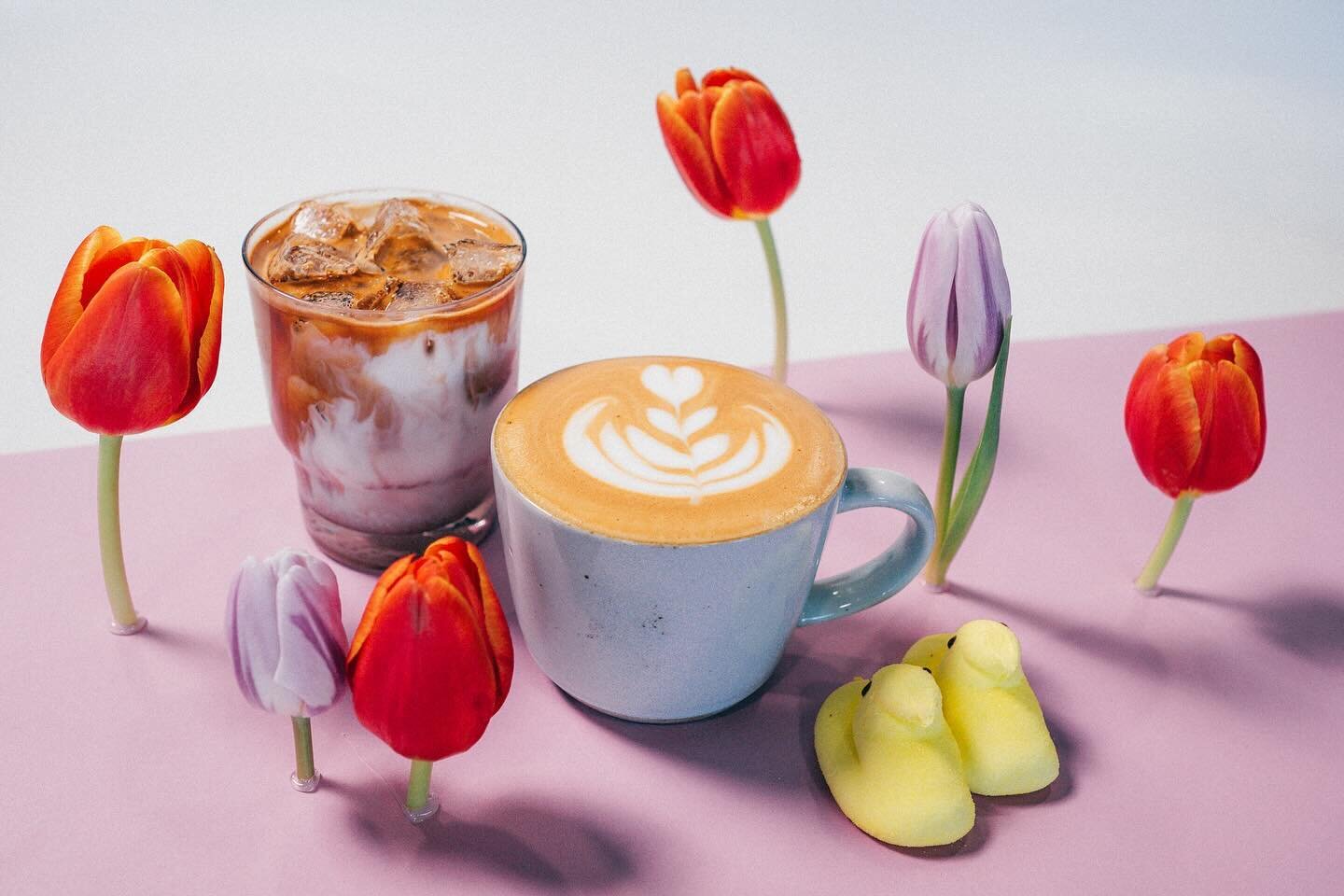 Our Easter Latte is &ldquo;peep&rdquo;ing at you marshmallow lovers! This blend of marshmallow &amp; bergamot is so delicious we had to keep it around for a week! Available ONLY this Friday the 29th-April 5th 🐥