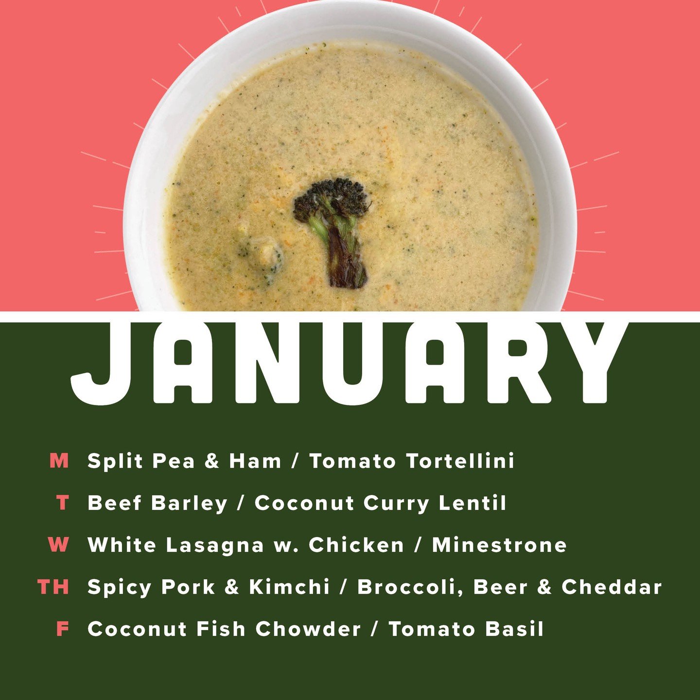 We are back from Christmas break tomorrow with a few new soups for January!