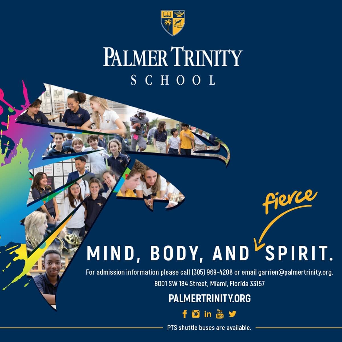Palmer Trinity School offers students in grades 6-12 a truly unique independent school experience, ensuring an appropriately challenging and supportive environment. Palmer Trinity students are encouraged not only to attain individual success but to u