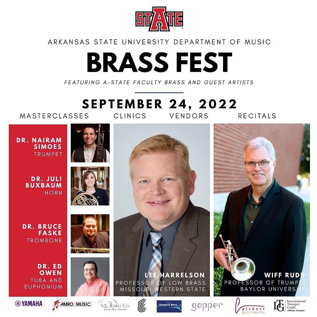 Trombonists and other brass friends, we&rsquo;re hosting a new event this year called the Brass Fest and it&rsquo;s going to be a fun day!  Check out the flyer for more info on guest artists and registration. Hope to see you there! #astatemusic #bruc