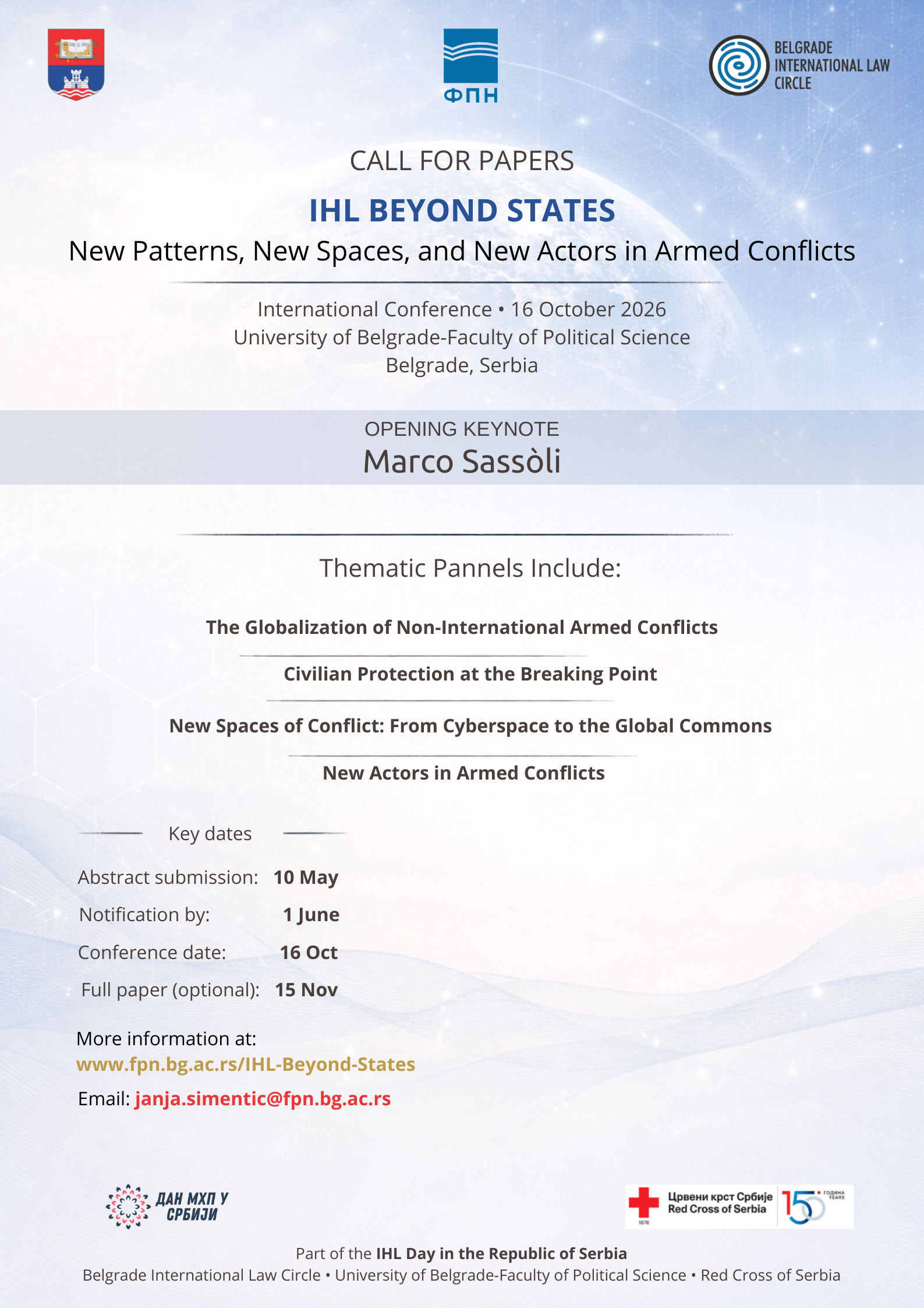 CfP: IHL Beyond States: New Patterns, New Spaces, and New Actors in Armed Conflicts